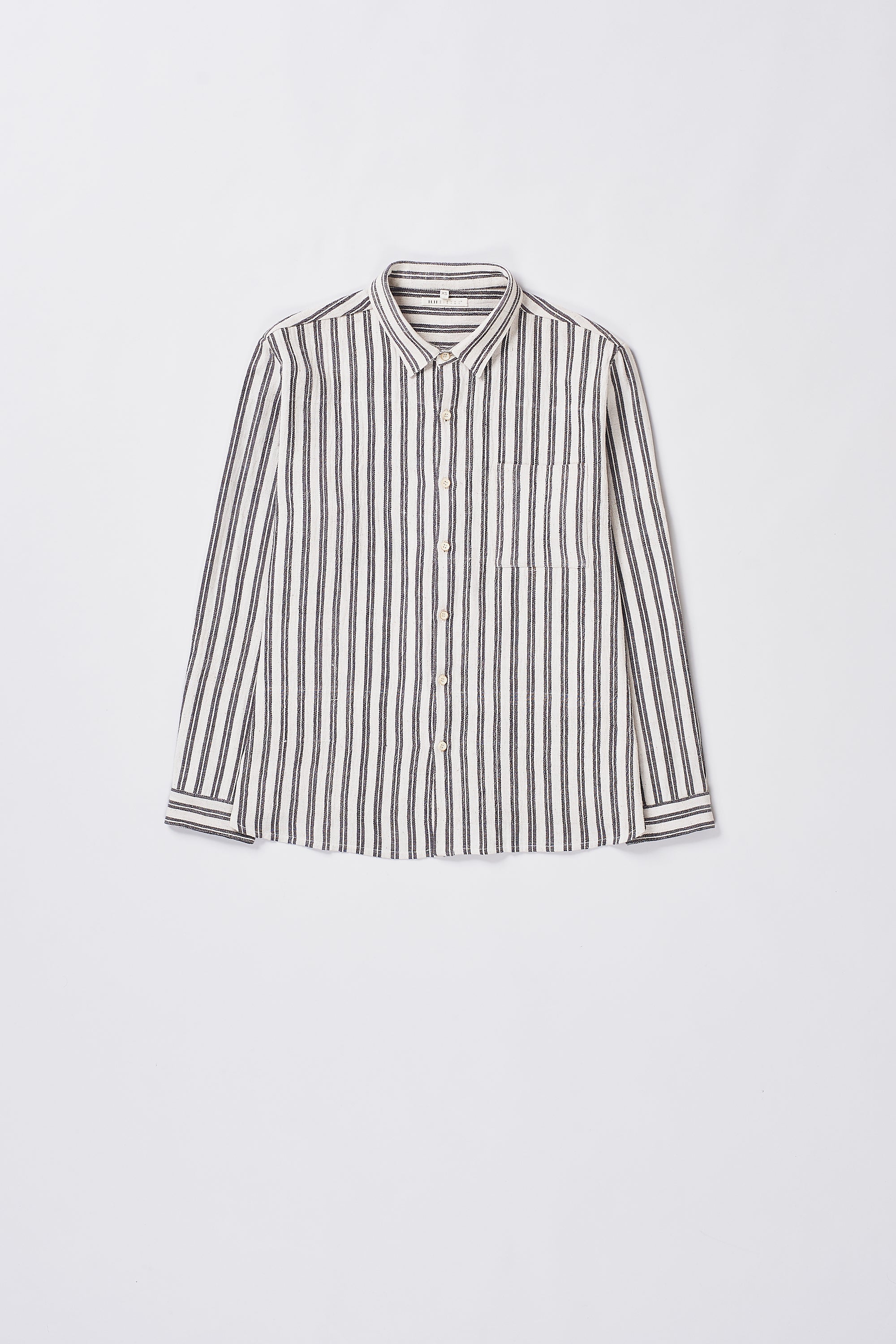 Charcoal basic strip cotton shirt
