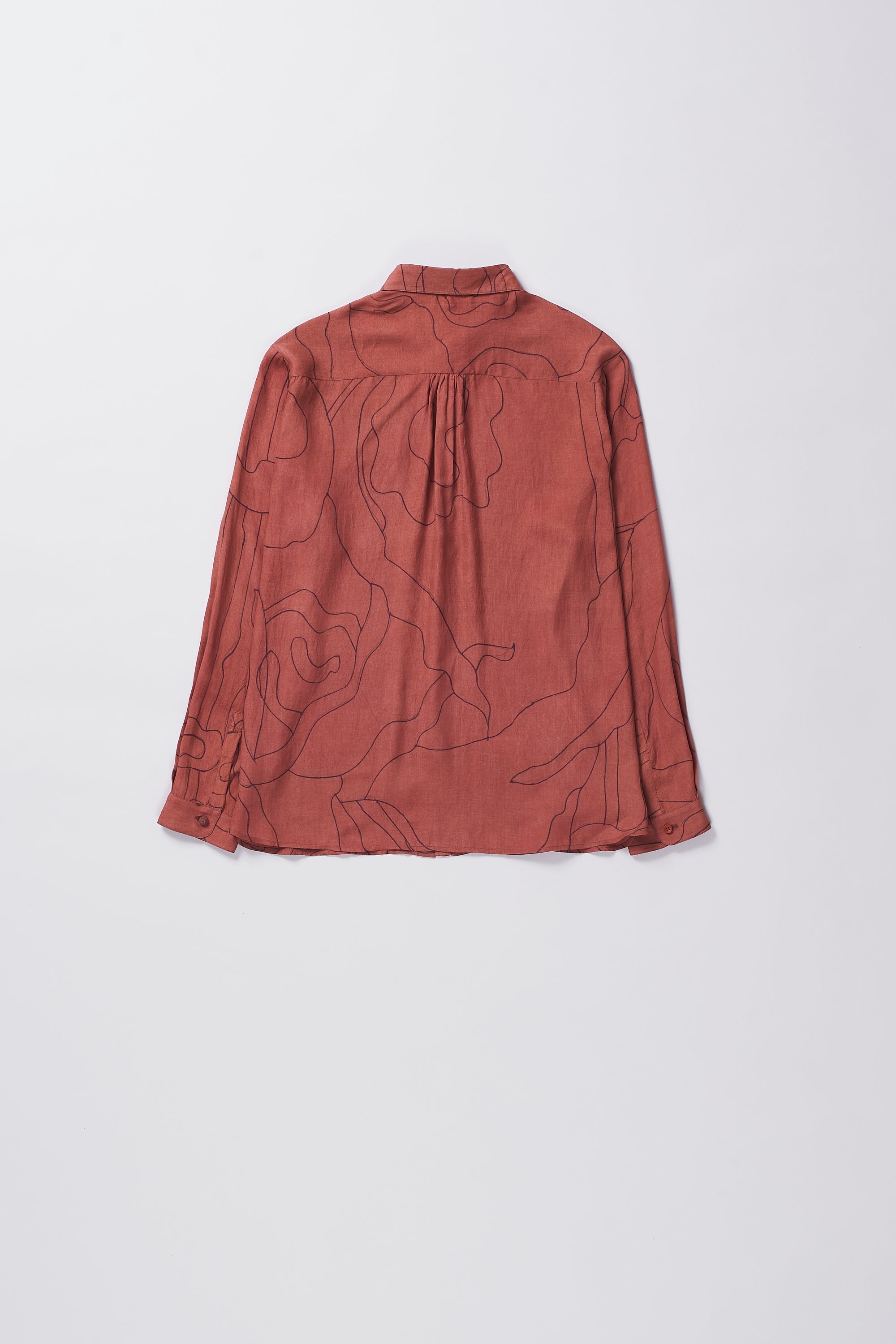 Back image of a rouge pink shirt