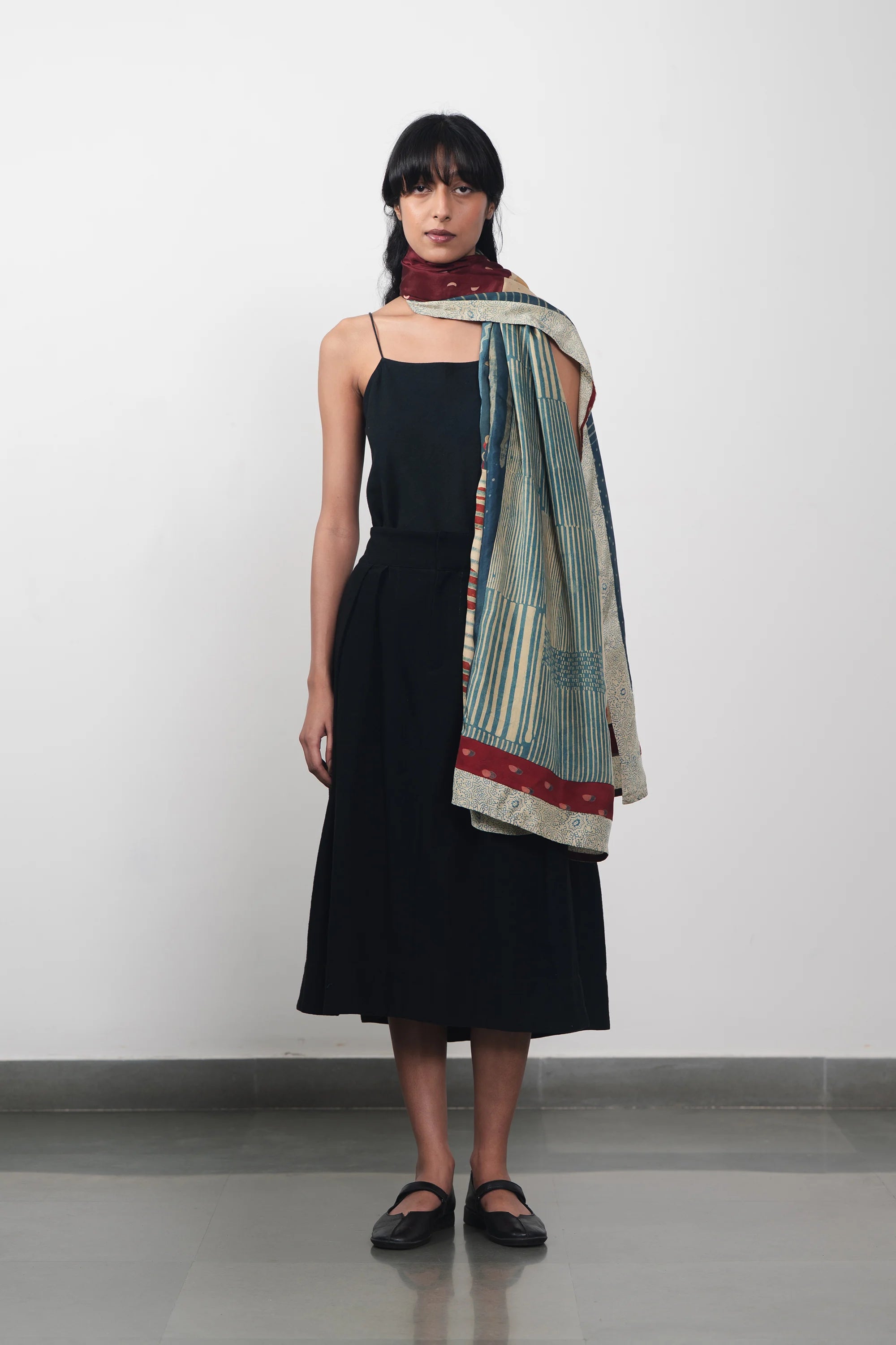 A woman wearing cotton skirt