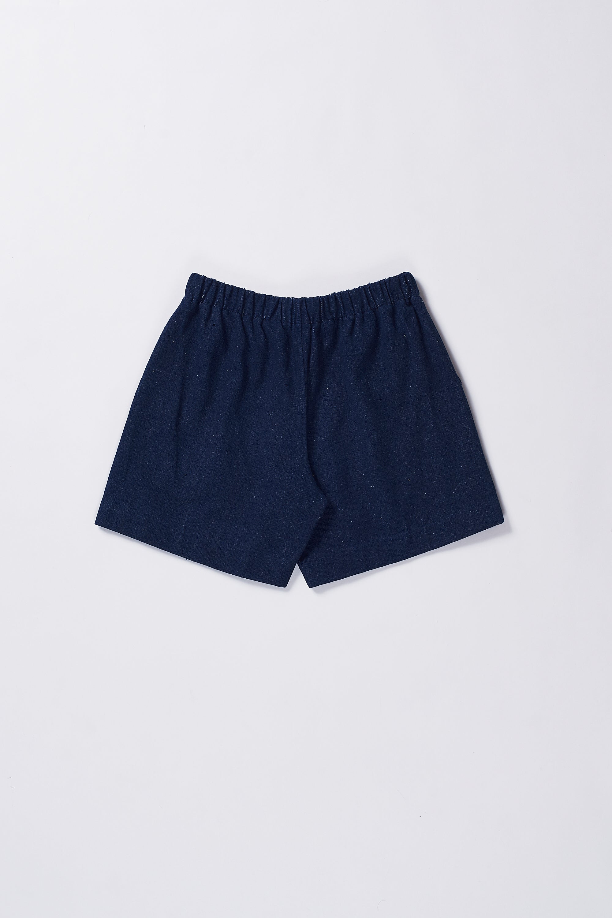 Back image of a indigo cotton short