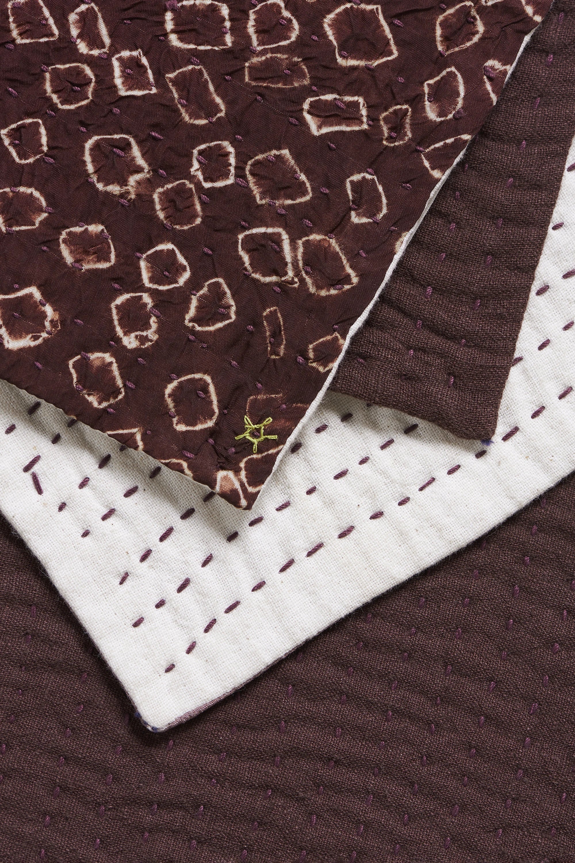 Fabric close-up of burnt umber placemat