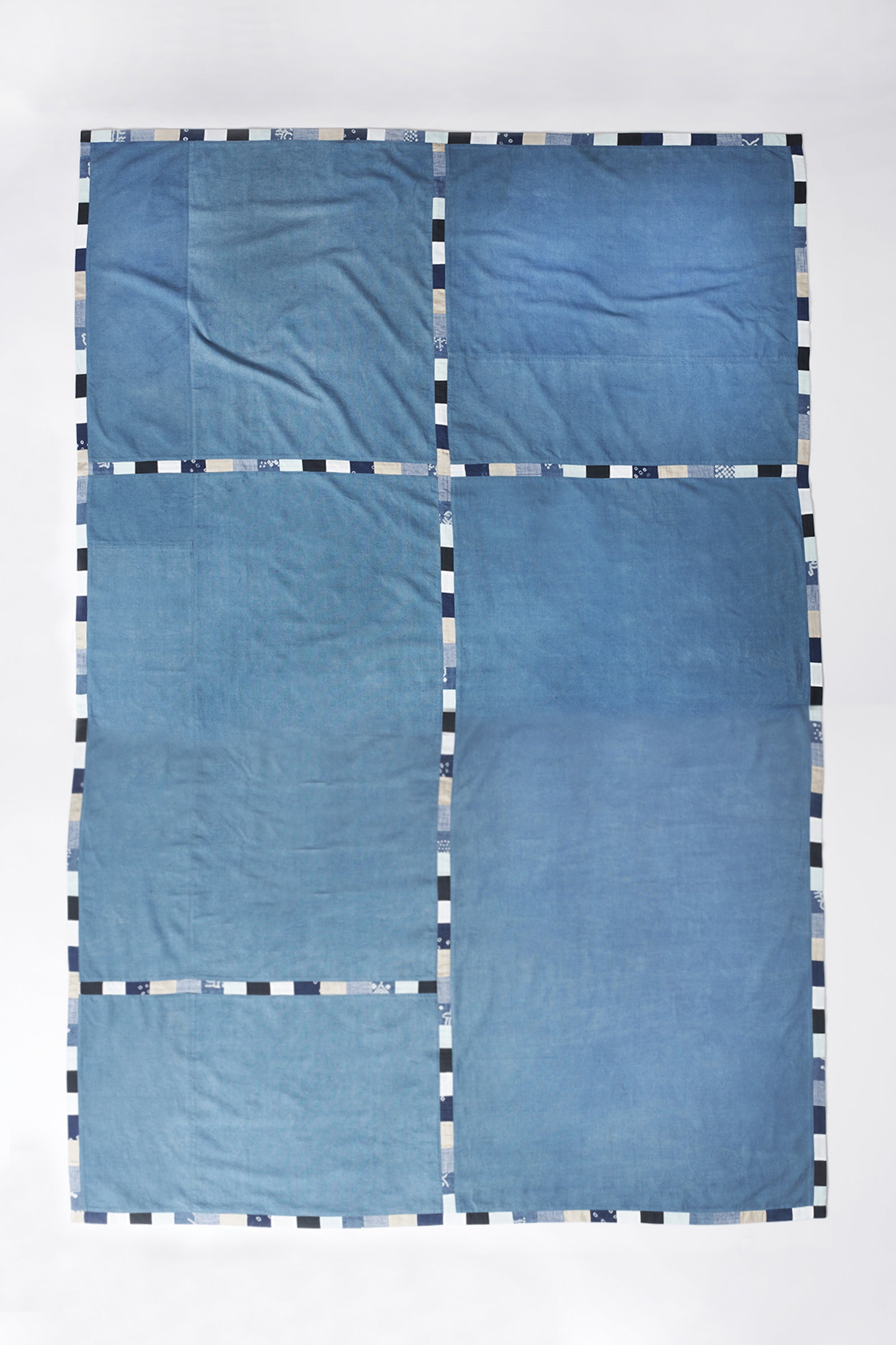 Estate blue table cloth with patchwork