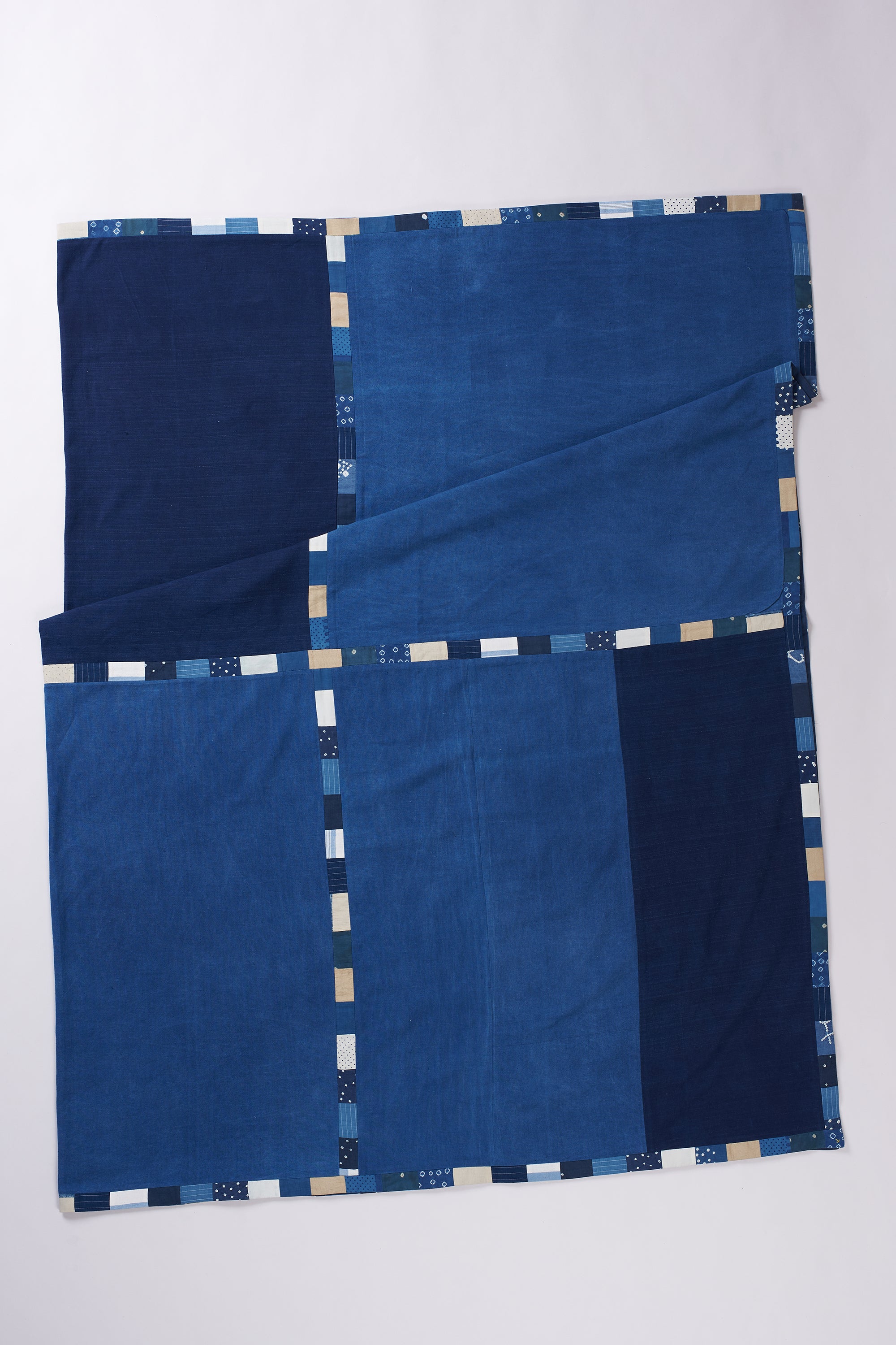 Medium indigo table cloth with patchwork