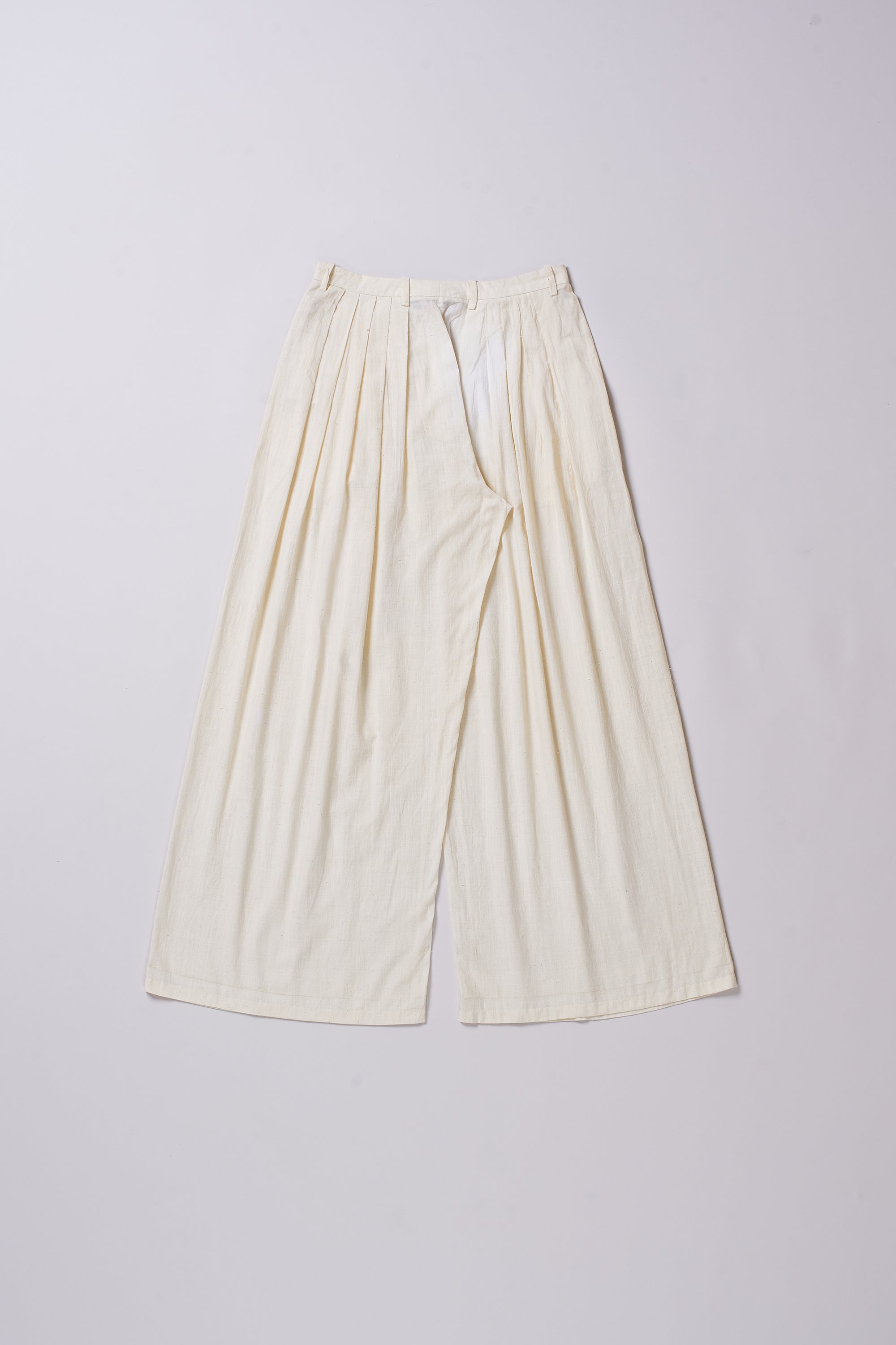 Back image of cotton pleated pant in ecru