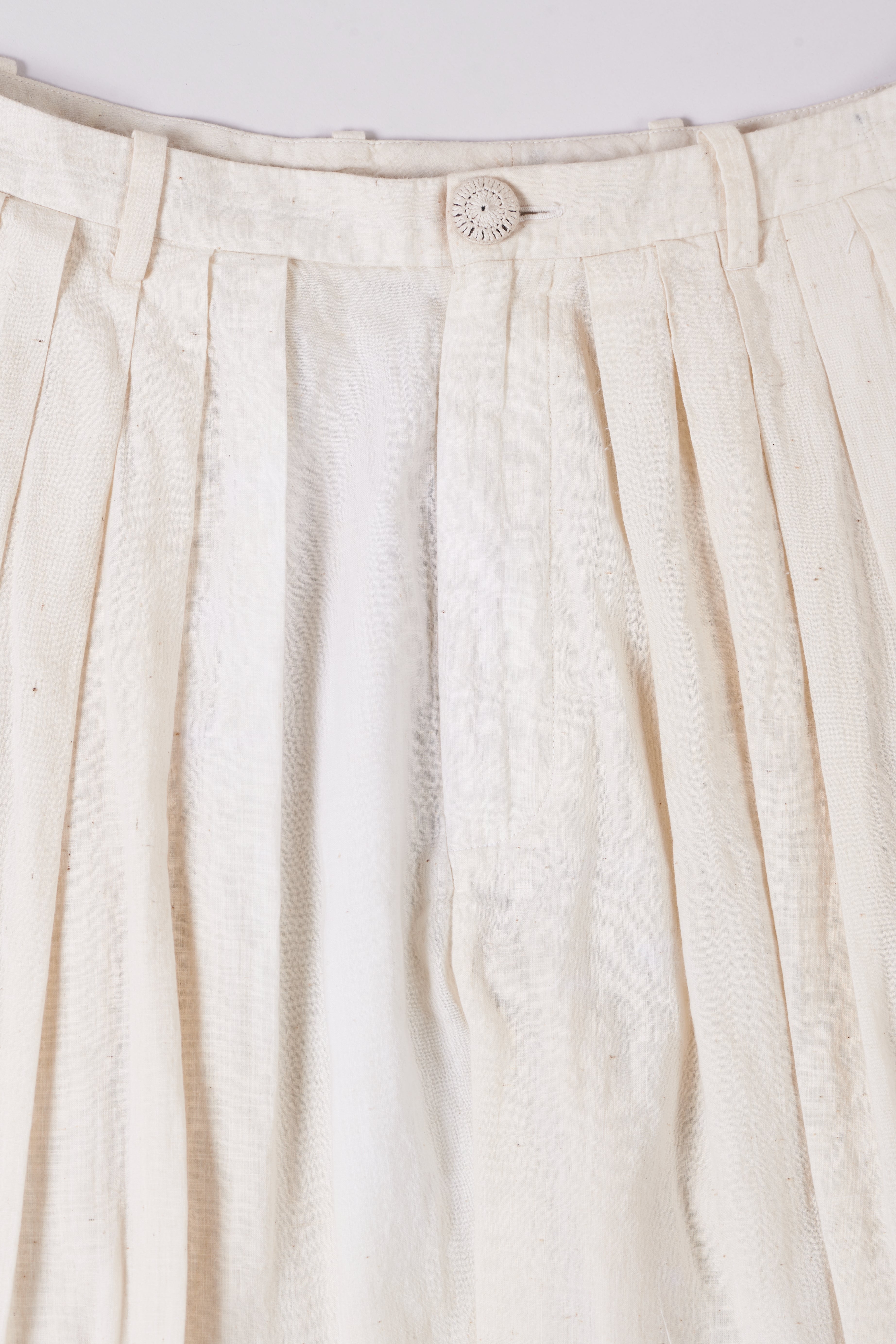 Fabric close-up with button and pleats
