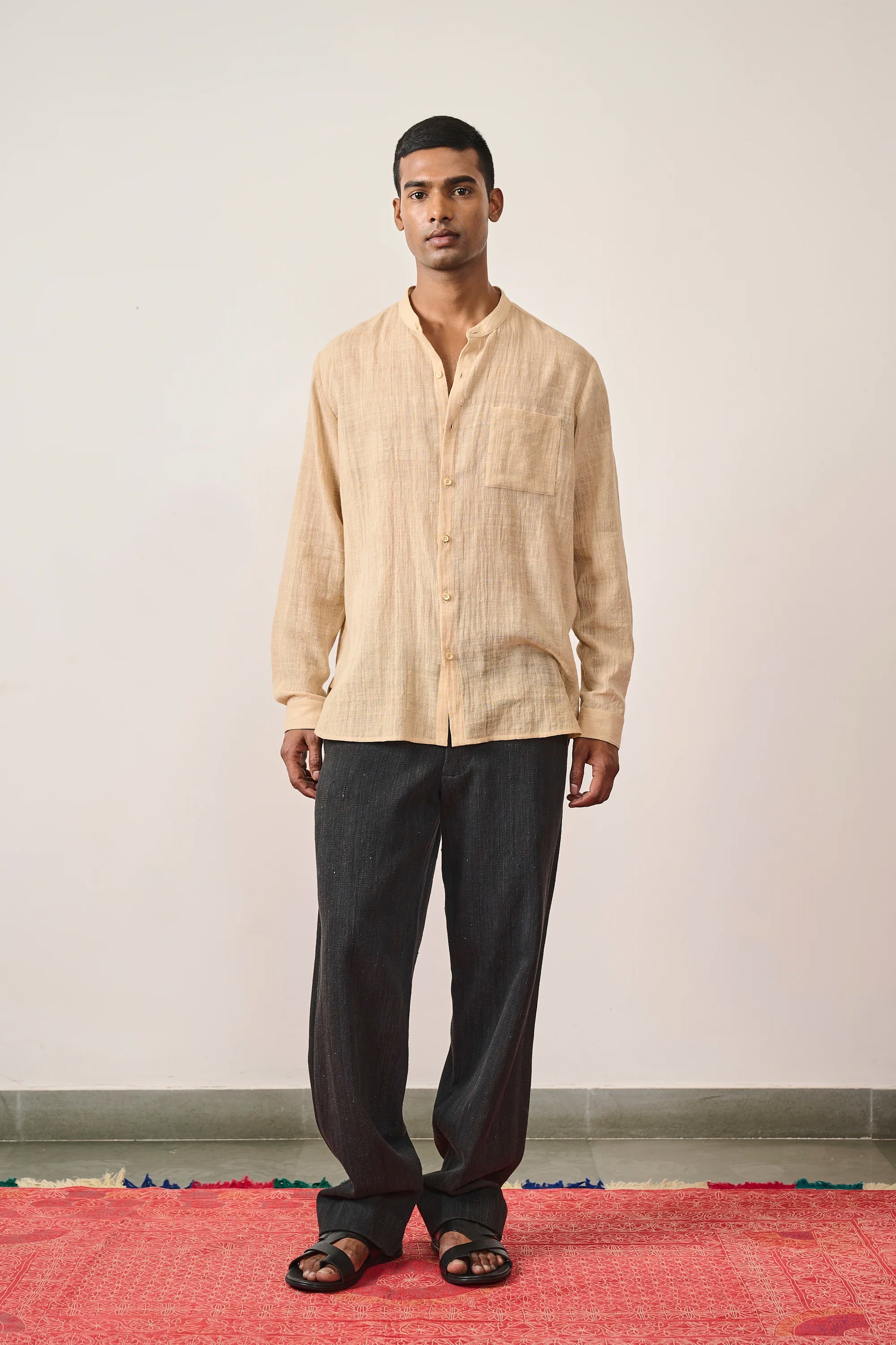 A man wearing midnight indigo pant