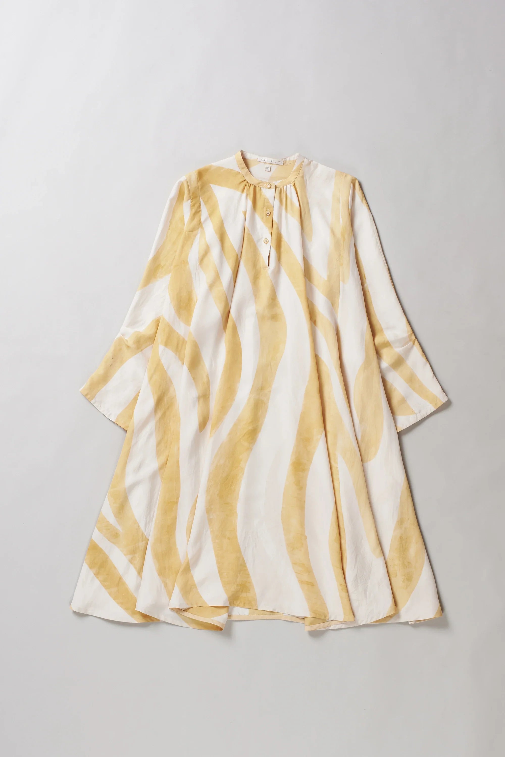 Front image of mango yellow silk dress