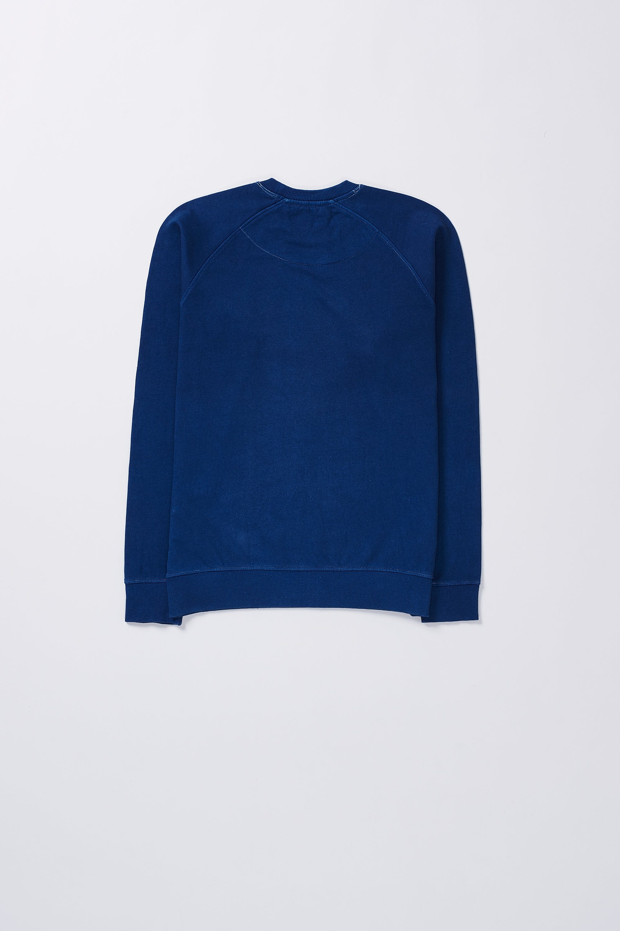 Back image of a medium indigo sweatshirt