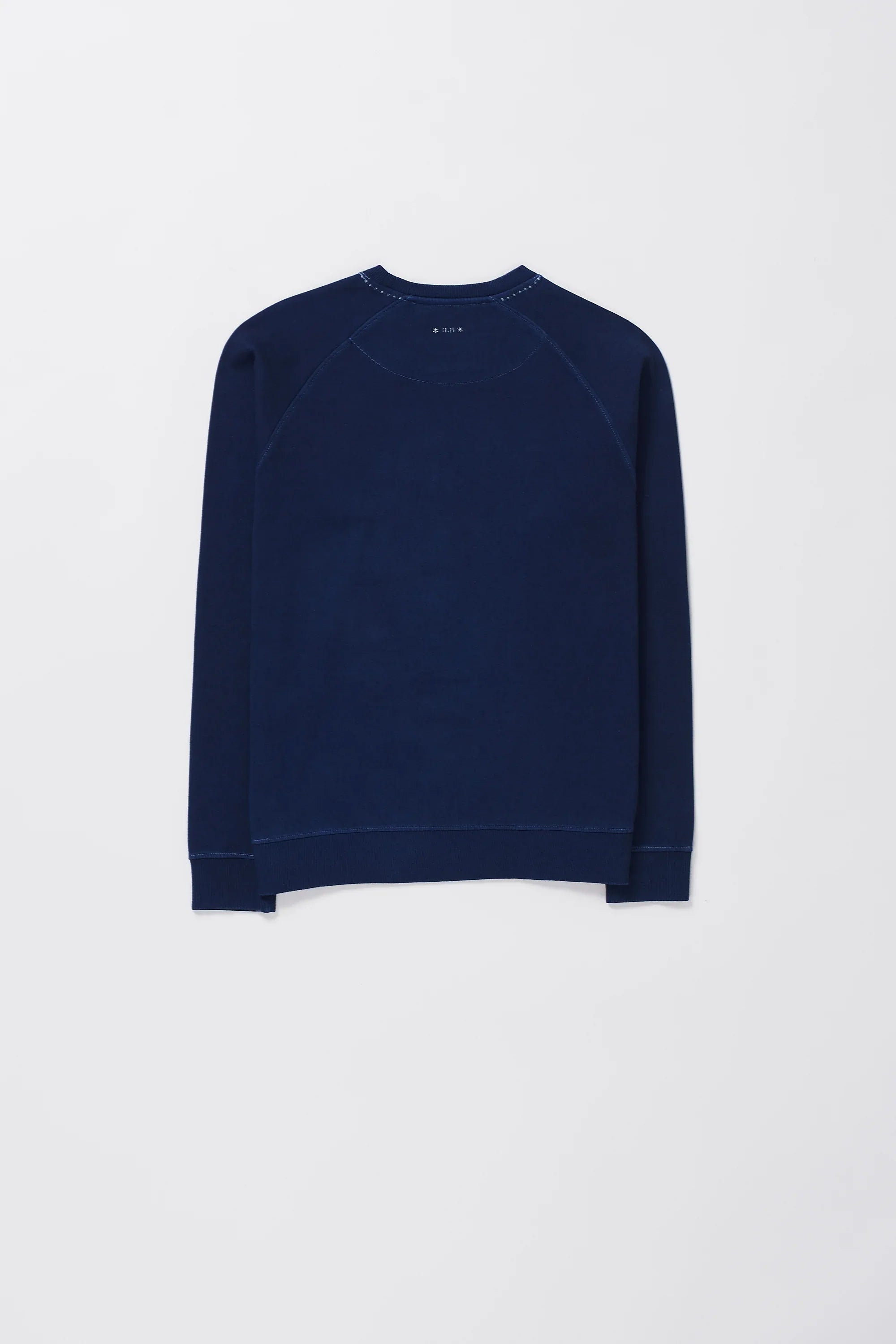 Back image of a indigo sweatshirt