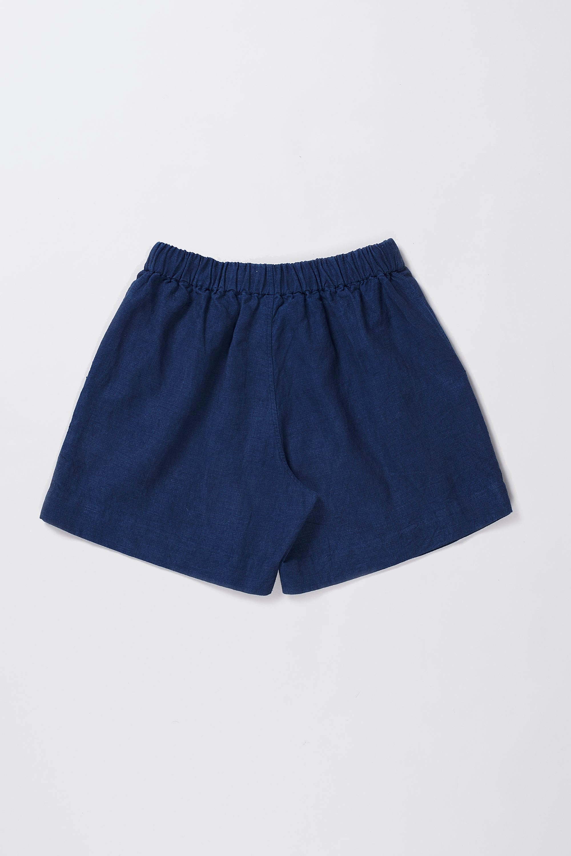 Back image of a medium indigo shorts