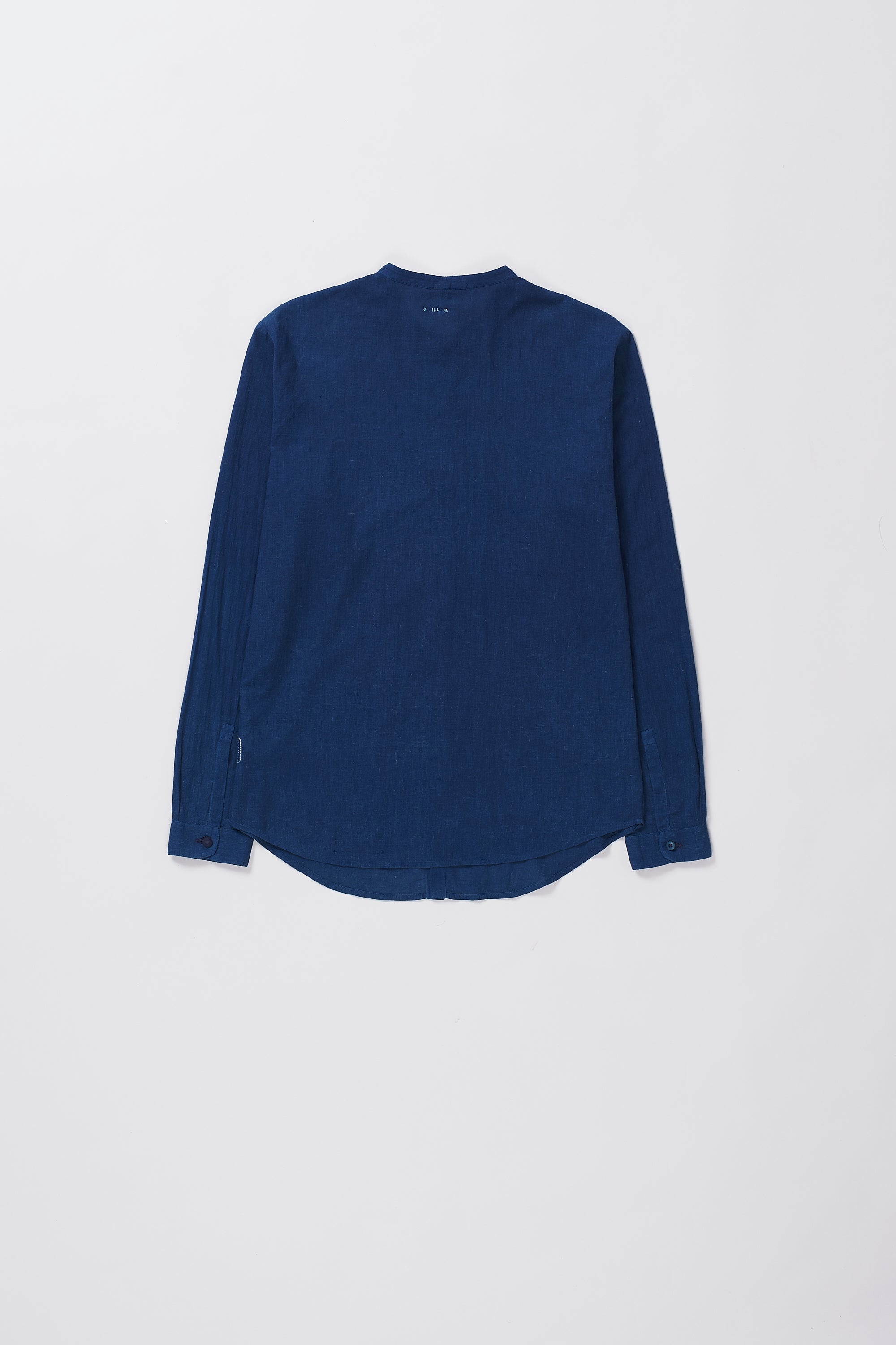Back image of a medium indigo shirt