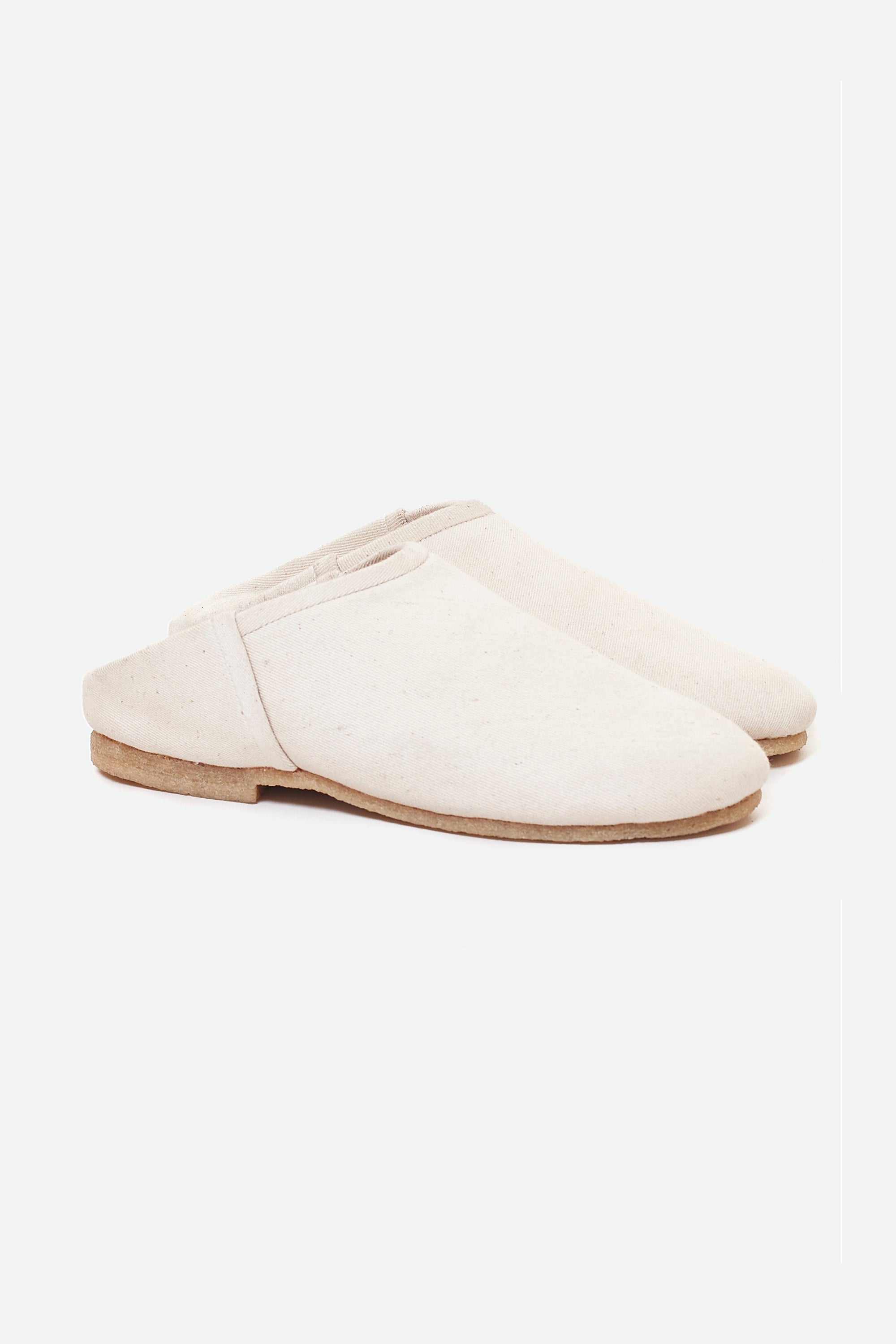 Off-white denim handmade slip on