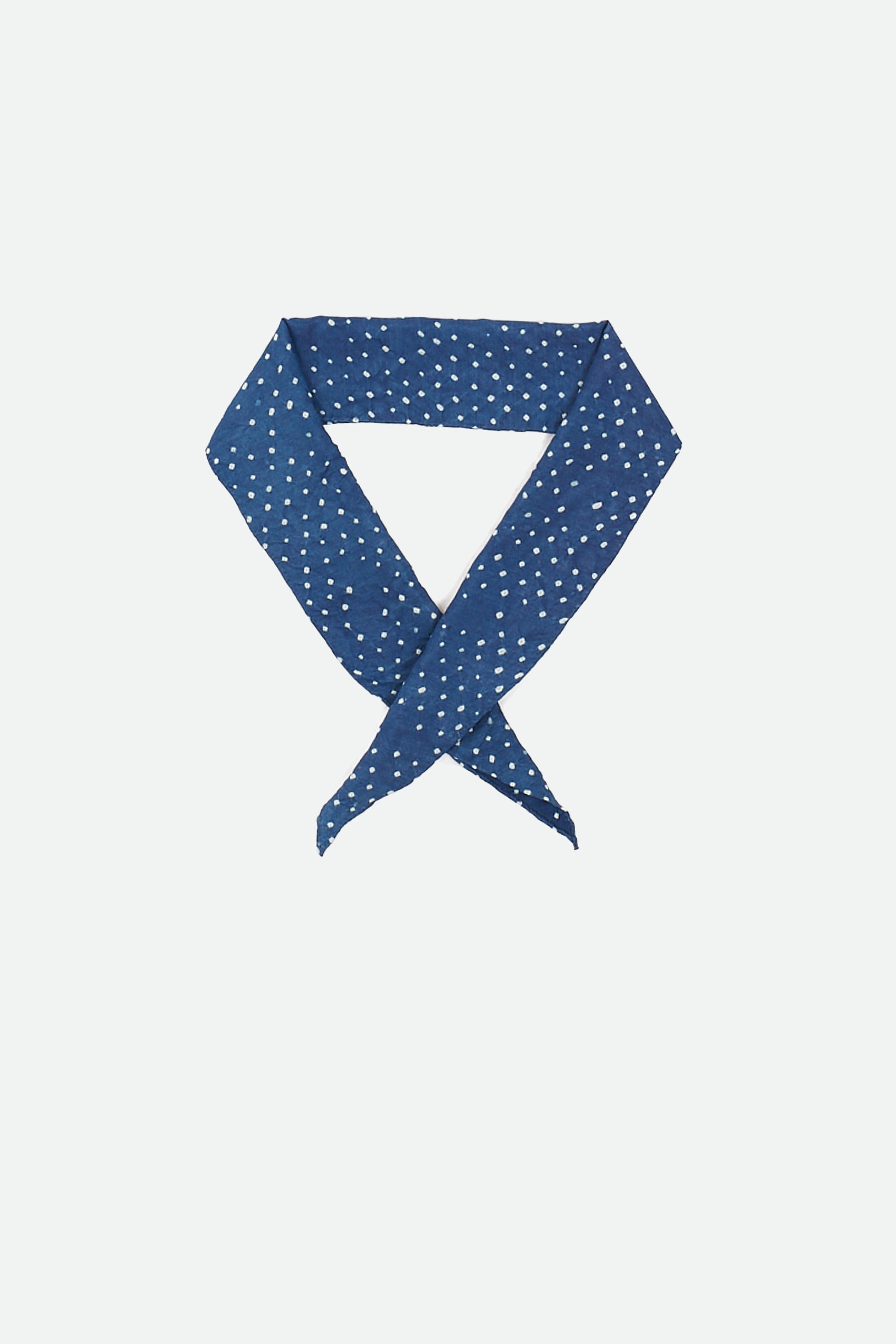 Indigo folded bandana in bandhni