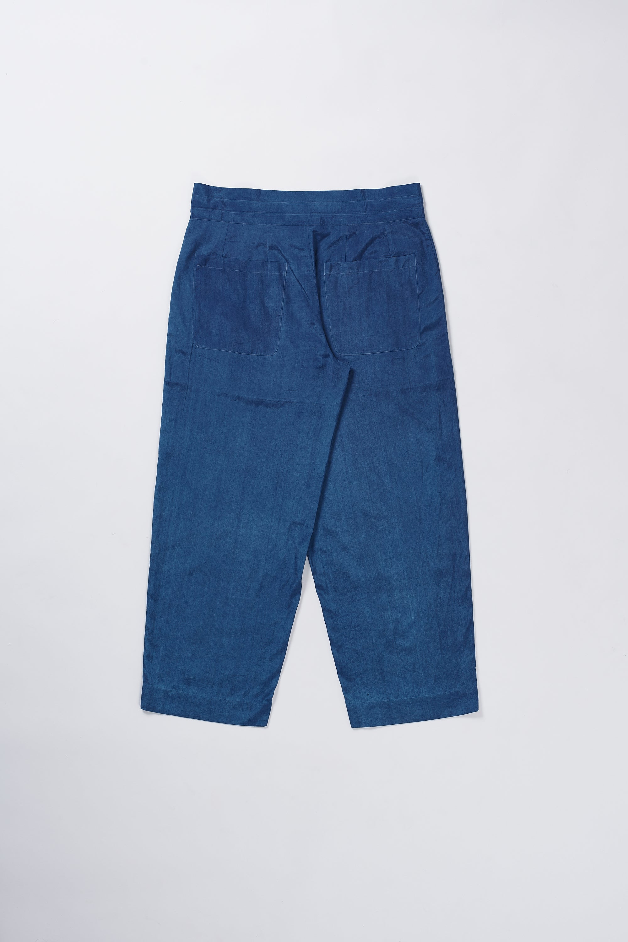 Back image of a medium indigo pant