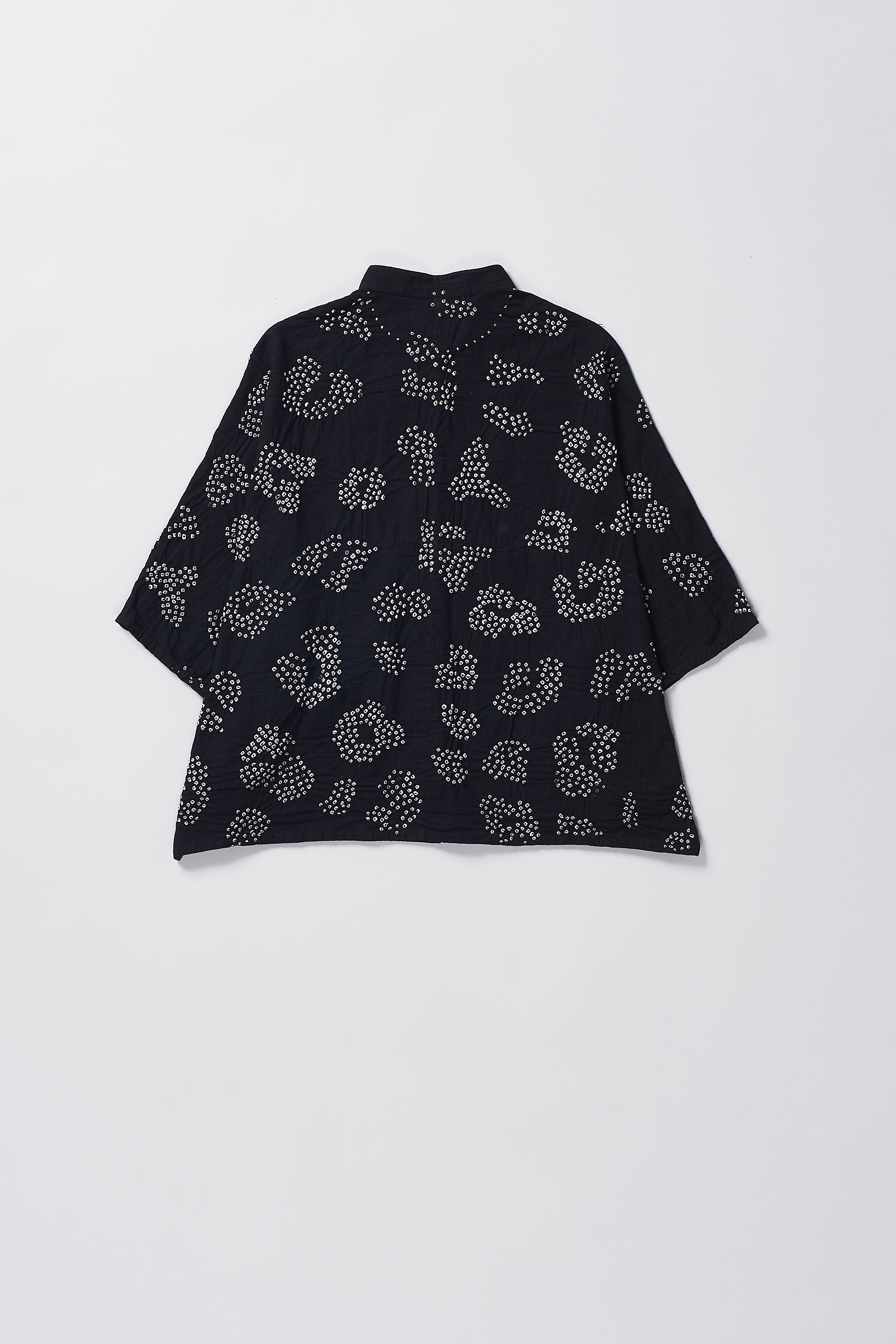 Back image of a black bandhani cotton shirt