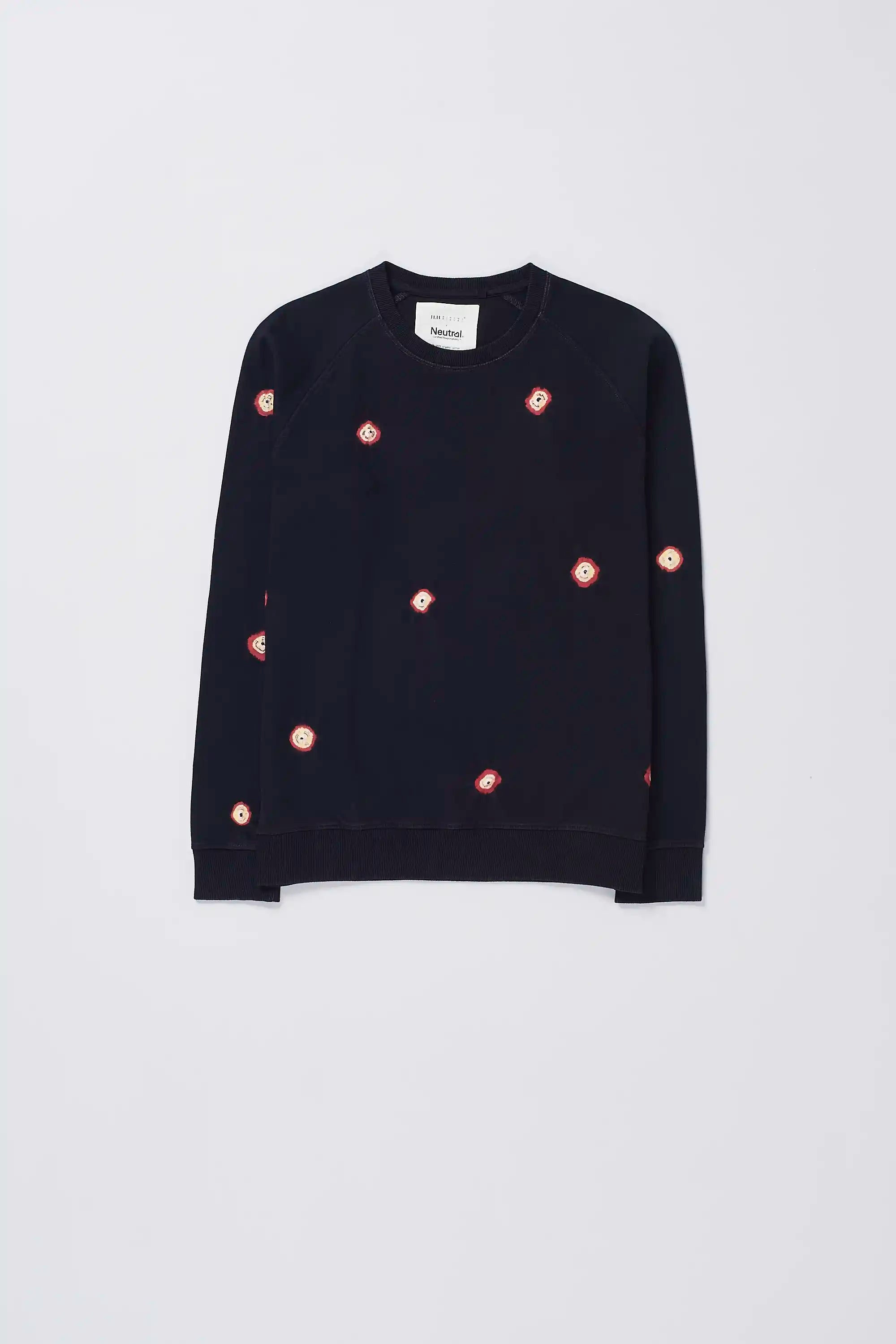 Front image of a black sweatshirt