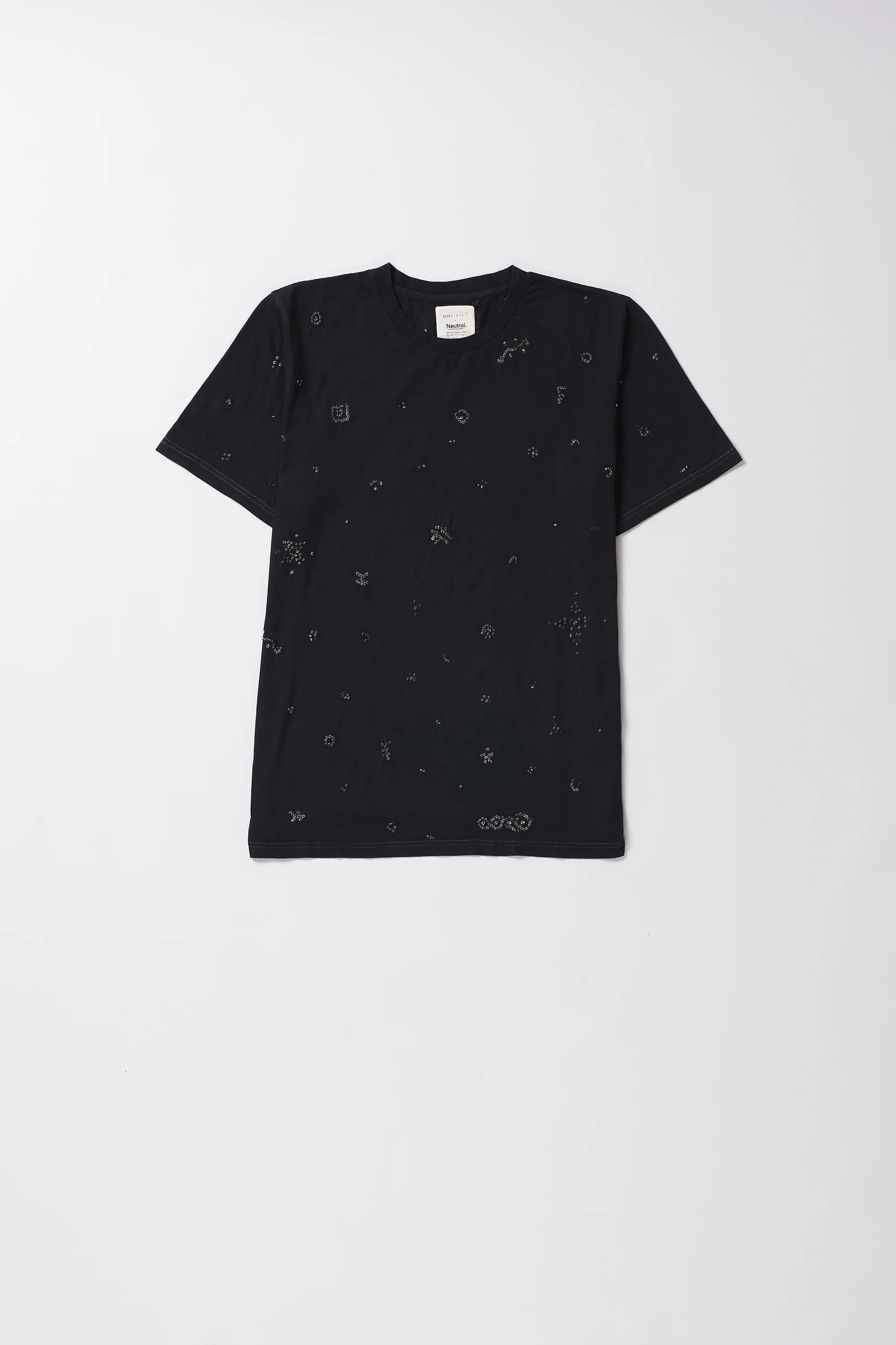 Front image of a black t-shirt