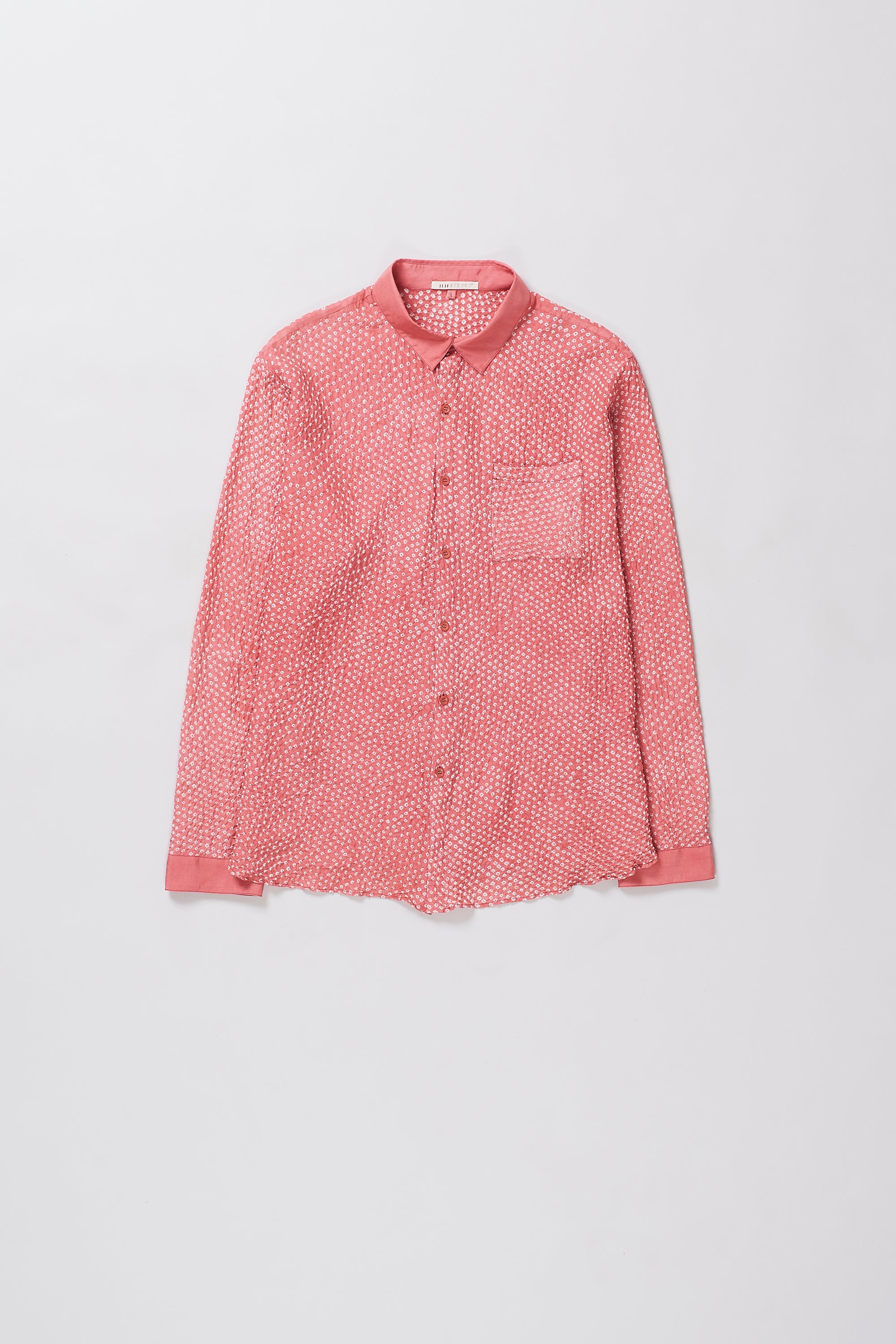Front image of a pink wood shirt