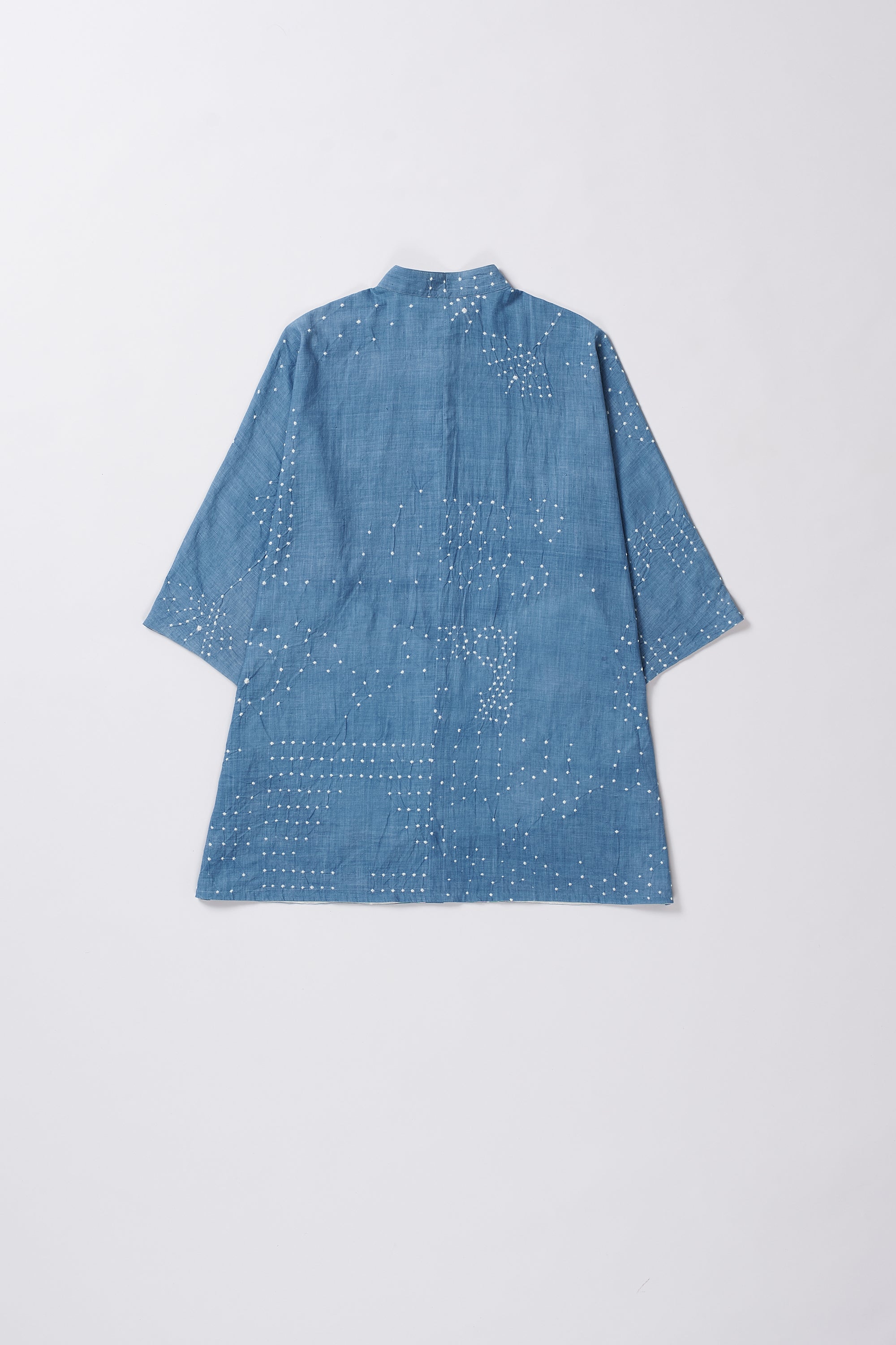 Back image of a sky indigo cotton shirt