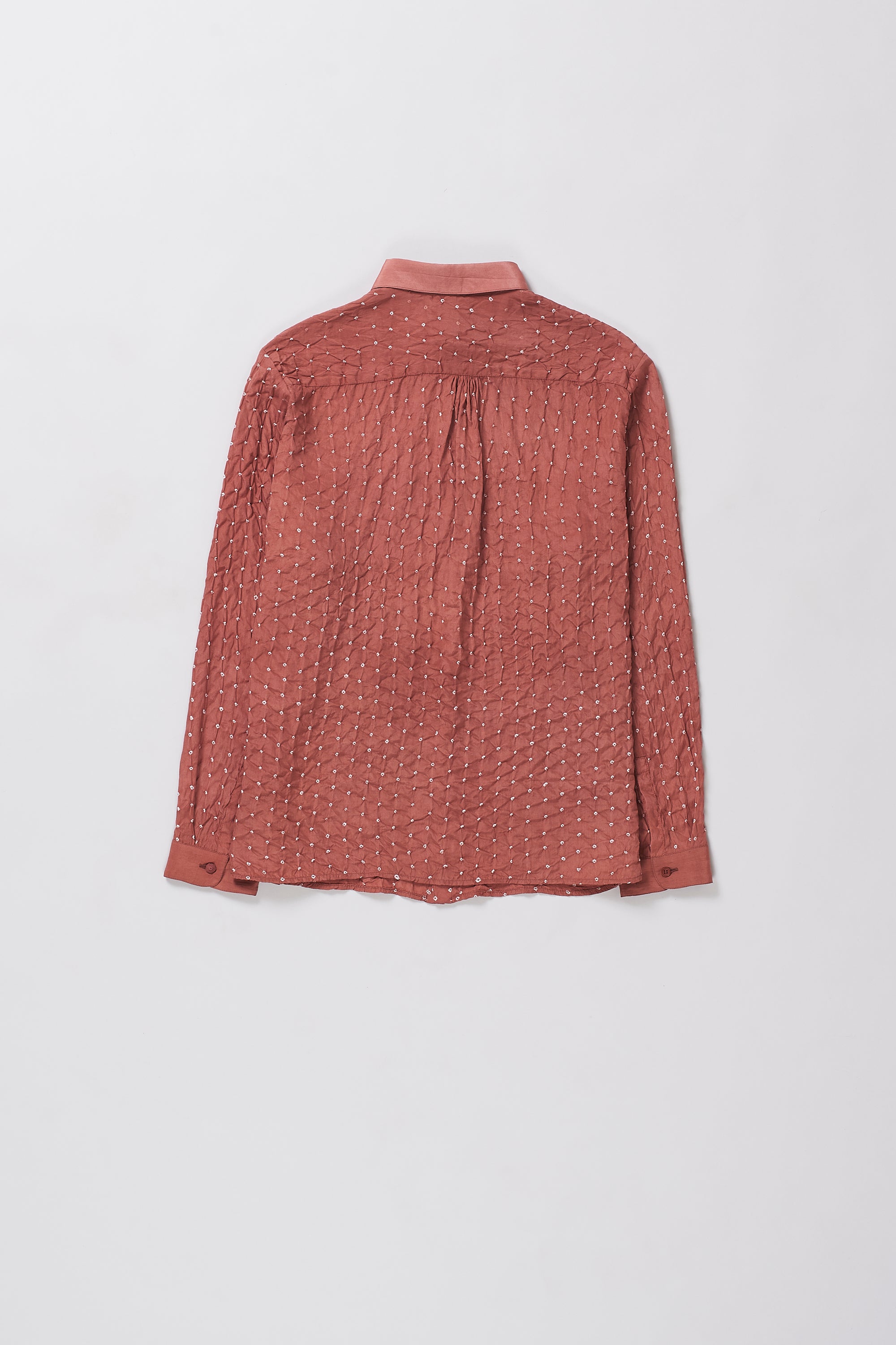 Rouge pink silk bandhani shirt