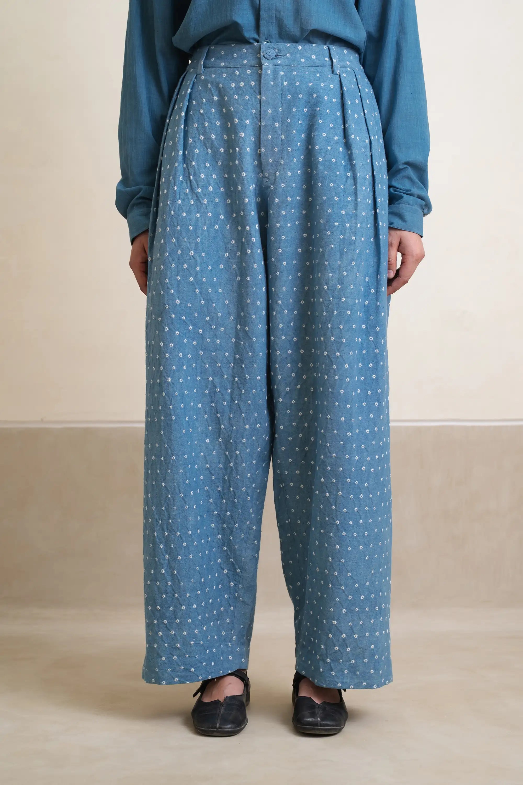 Powder Blue Wide Bandhani Pants