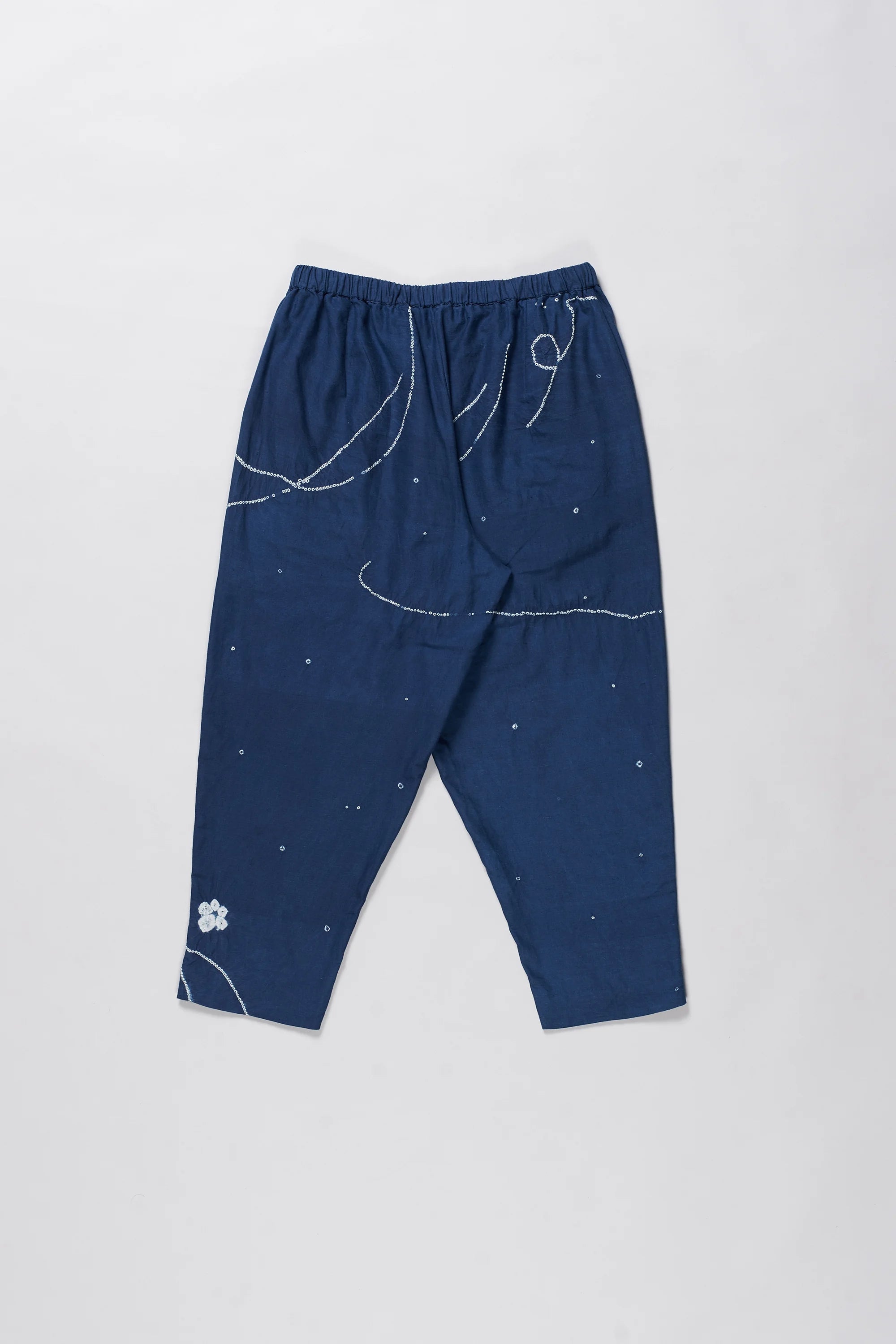 Back image of a medium indigo pant