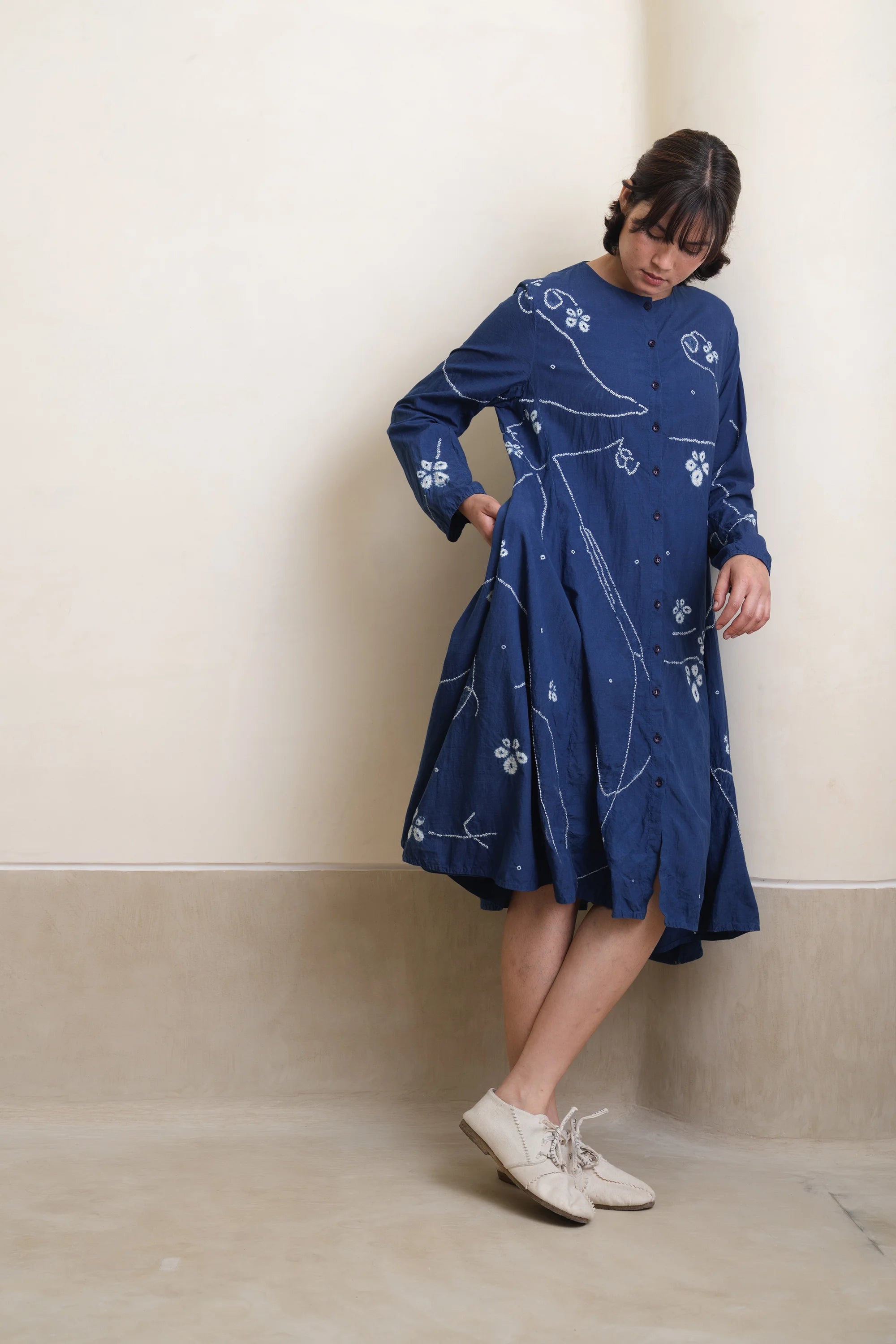 Medium Indigo Bandhani Dress
