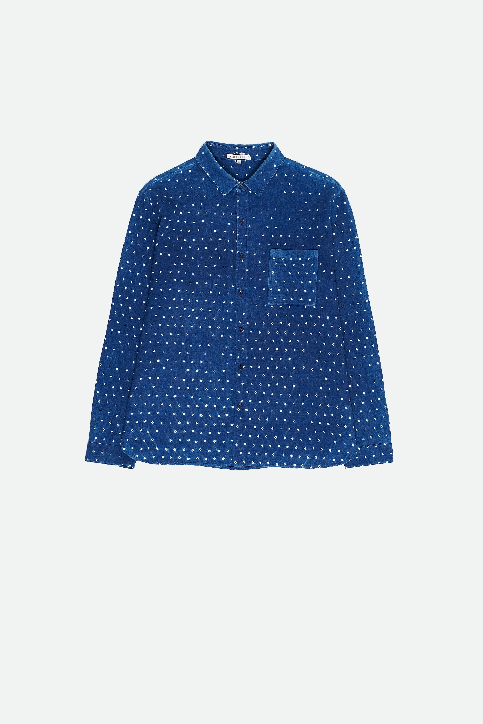 Indigo shirt with bandhani work