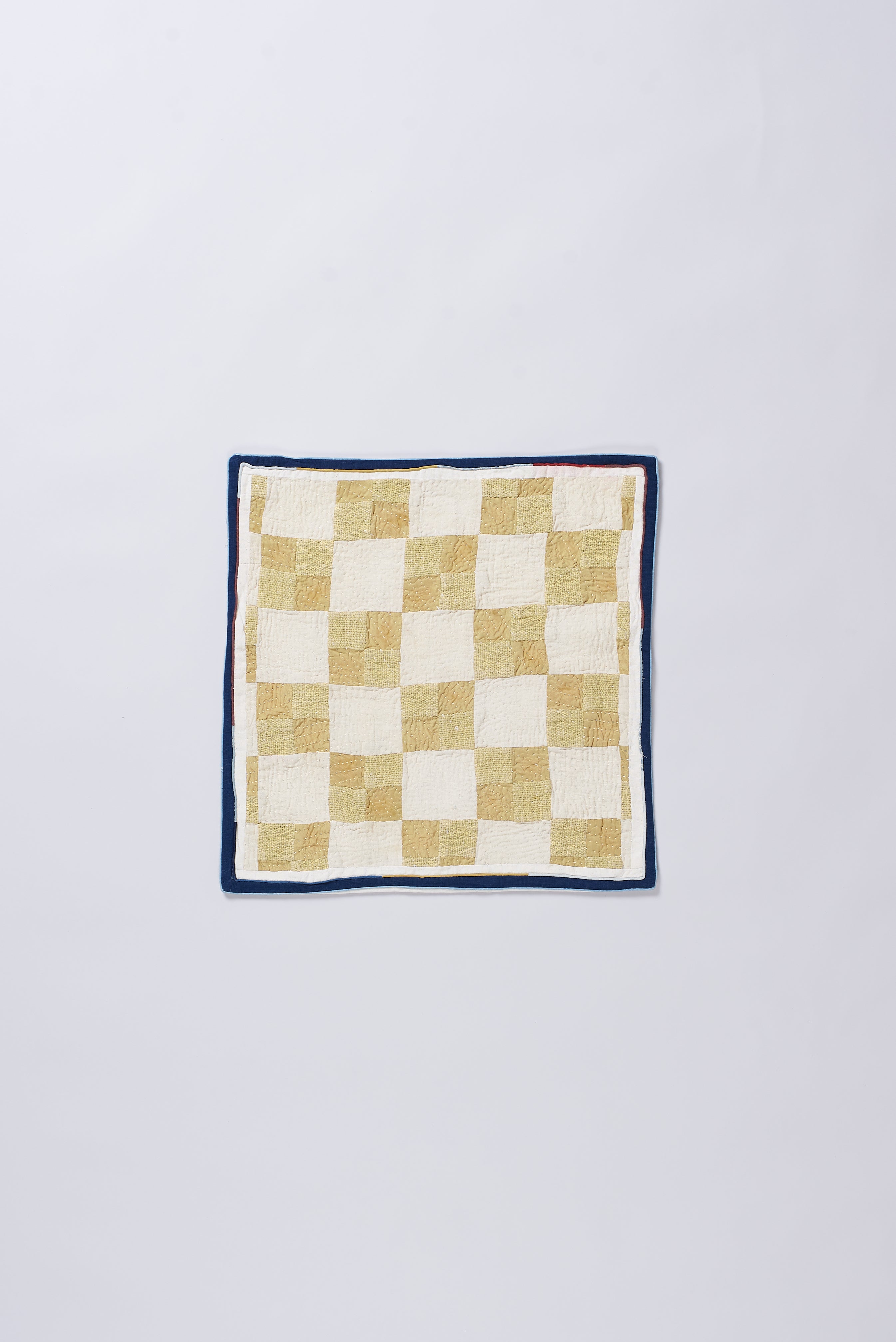 Ecru patchwork kantha cushion