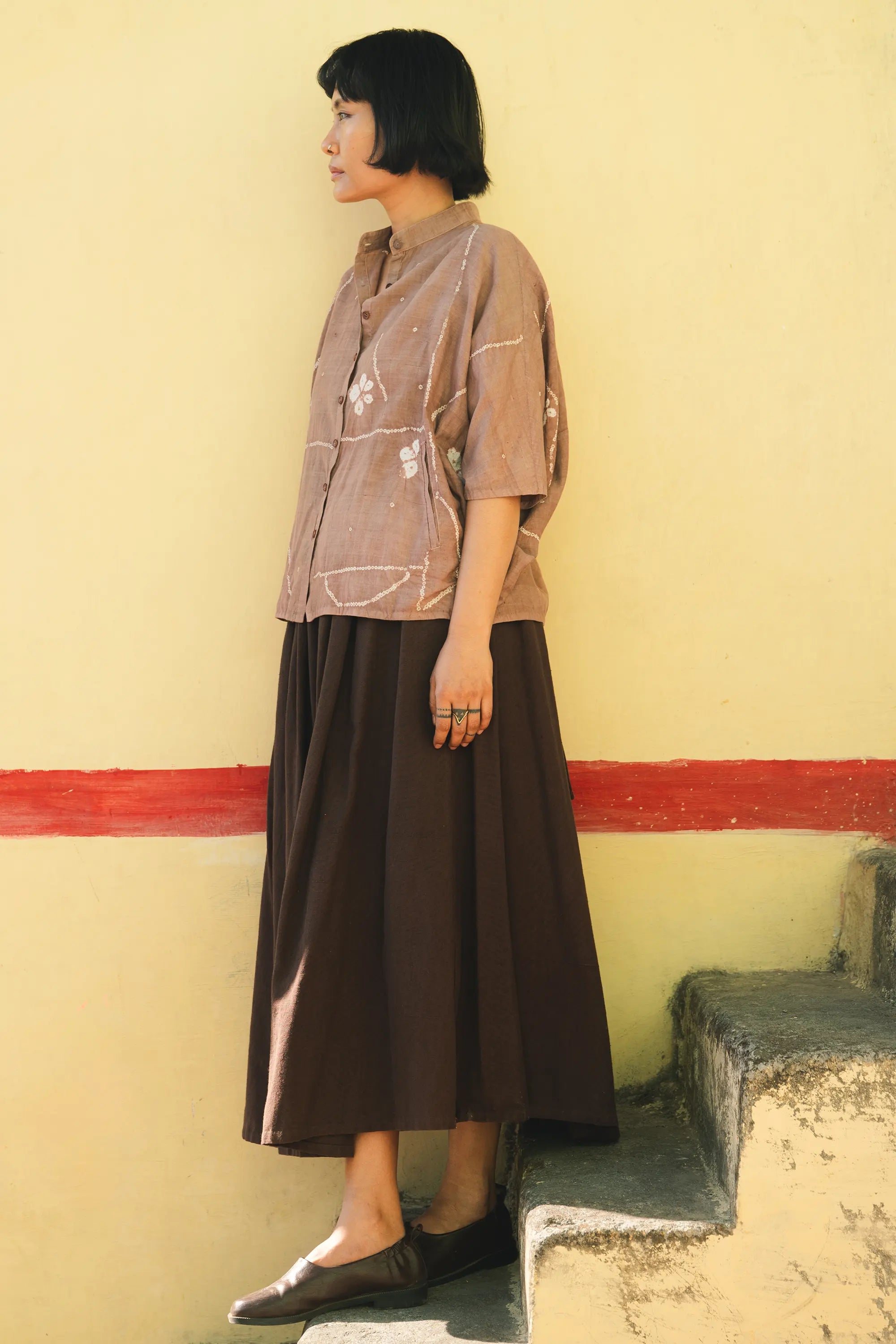 Cotton Skirt in Burnt Umber