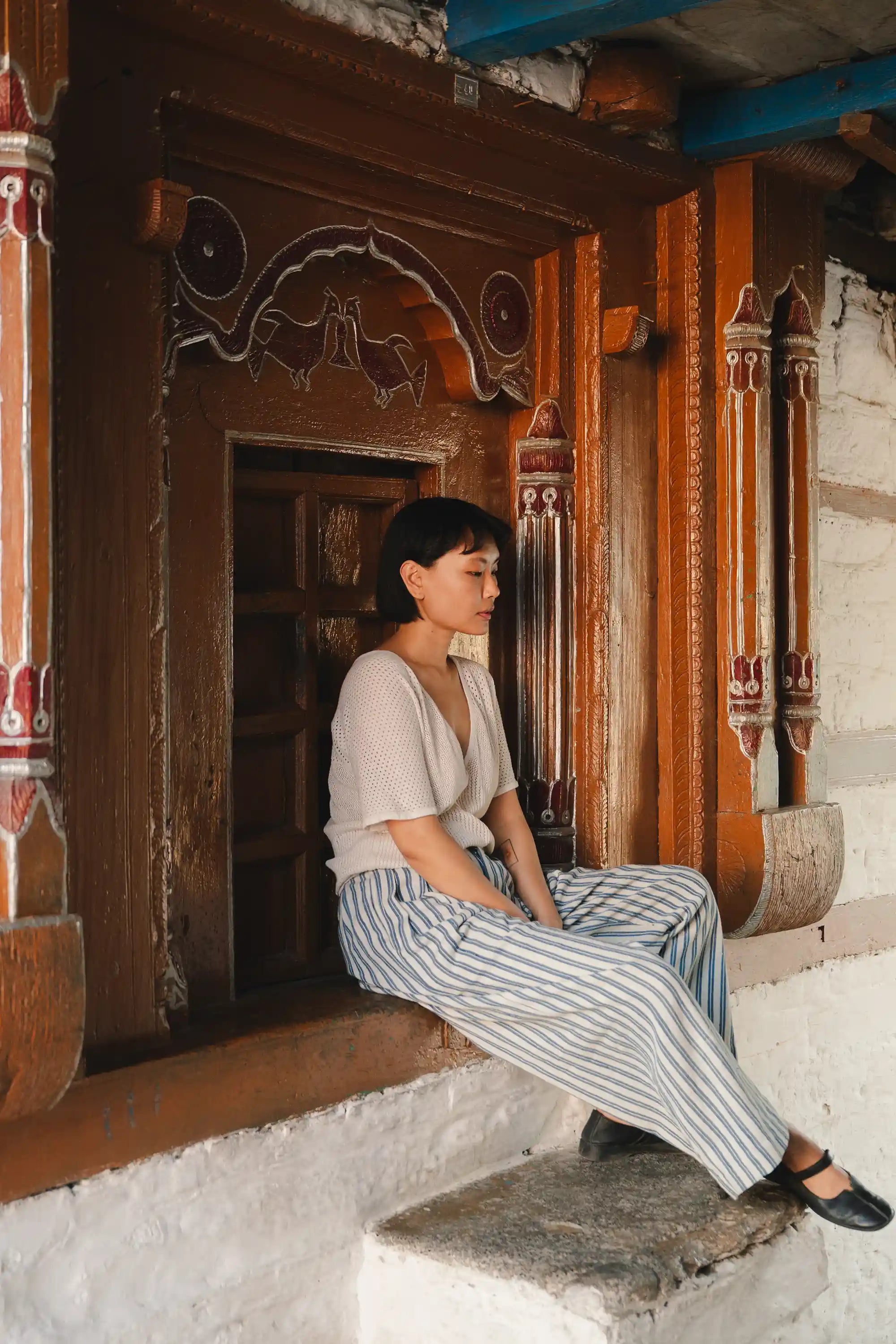 Yarn Dyed Cotton Pleated Trouser