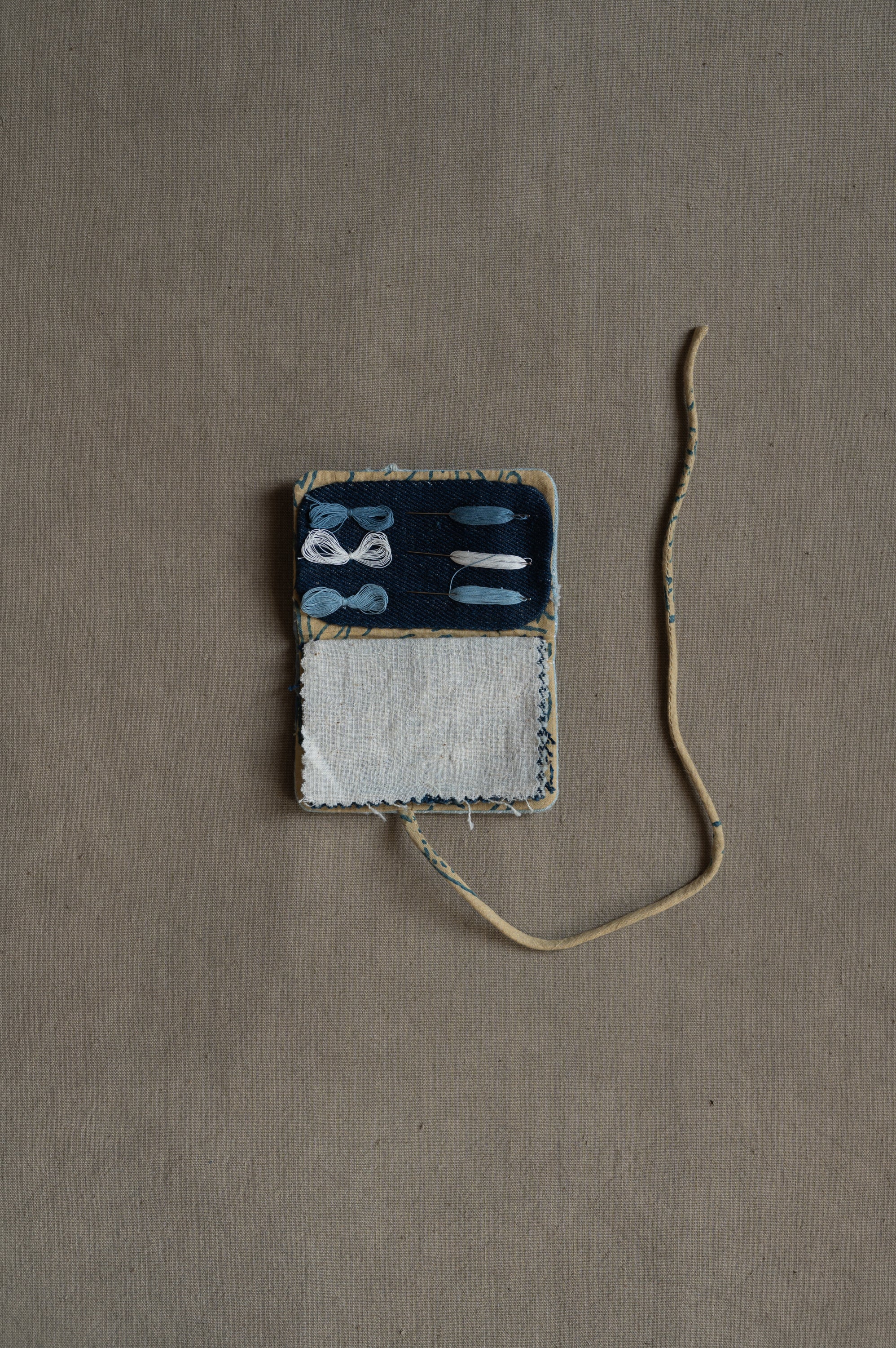 Open indigo sewing kit