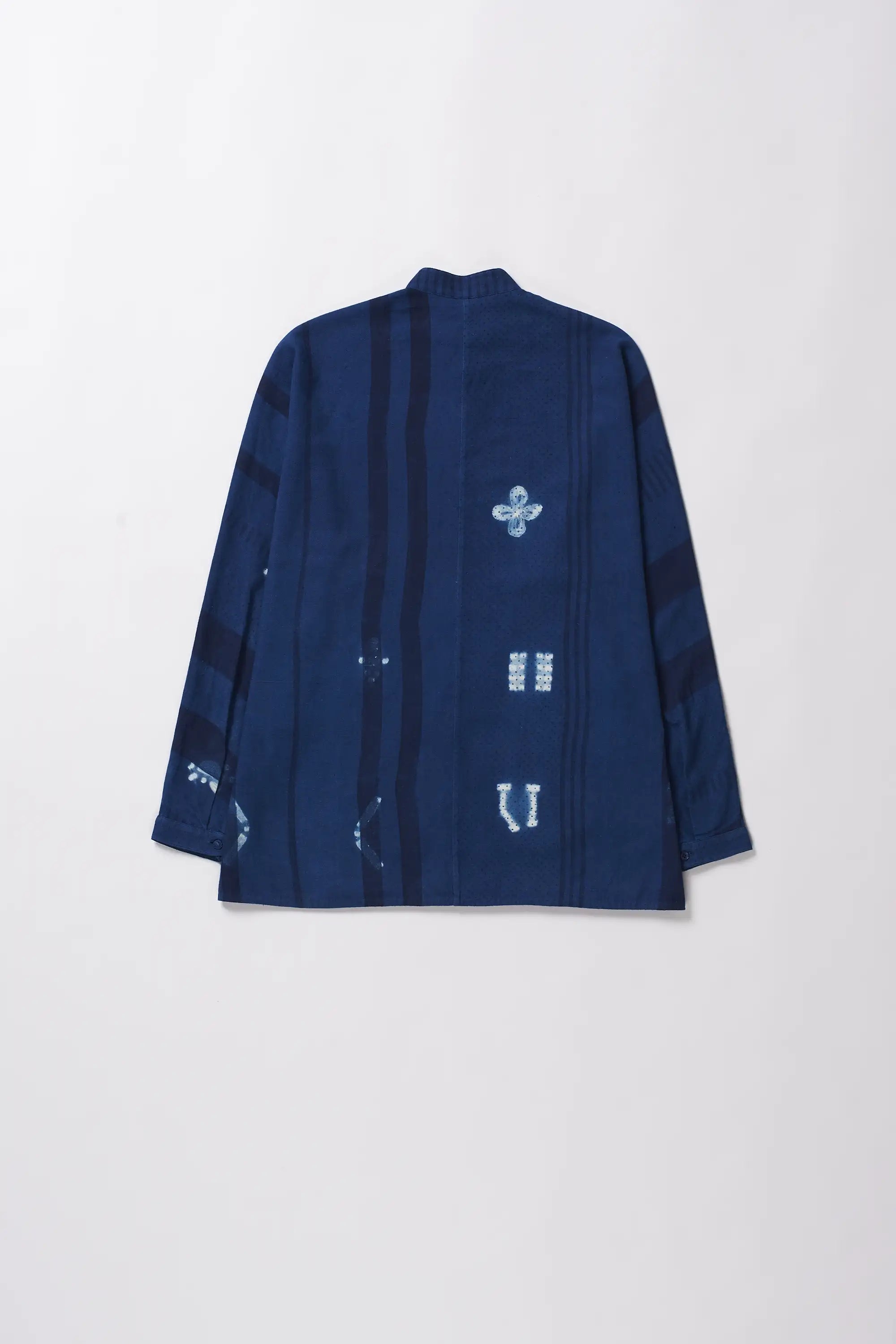 Back shot of a  image of a cotton shibori shirt