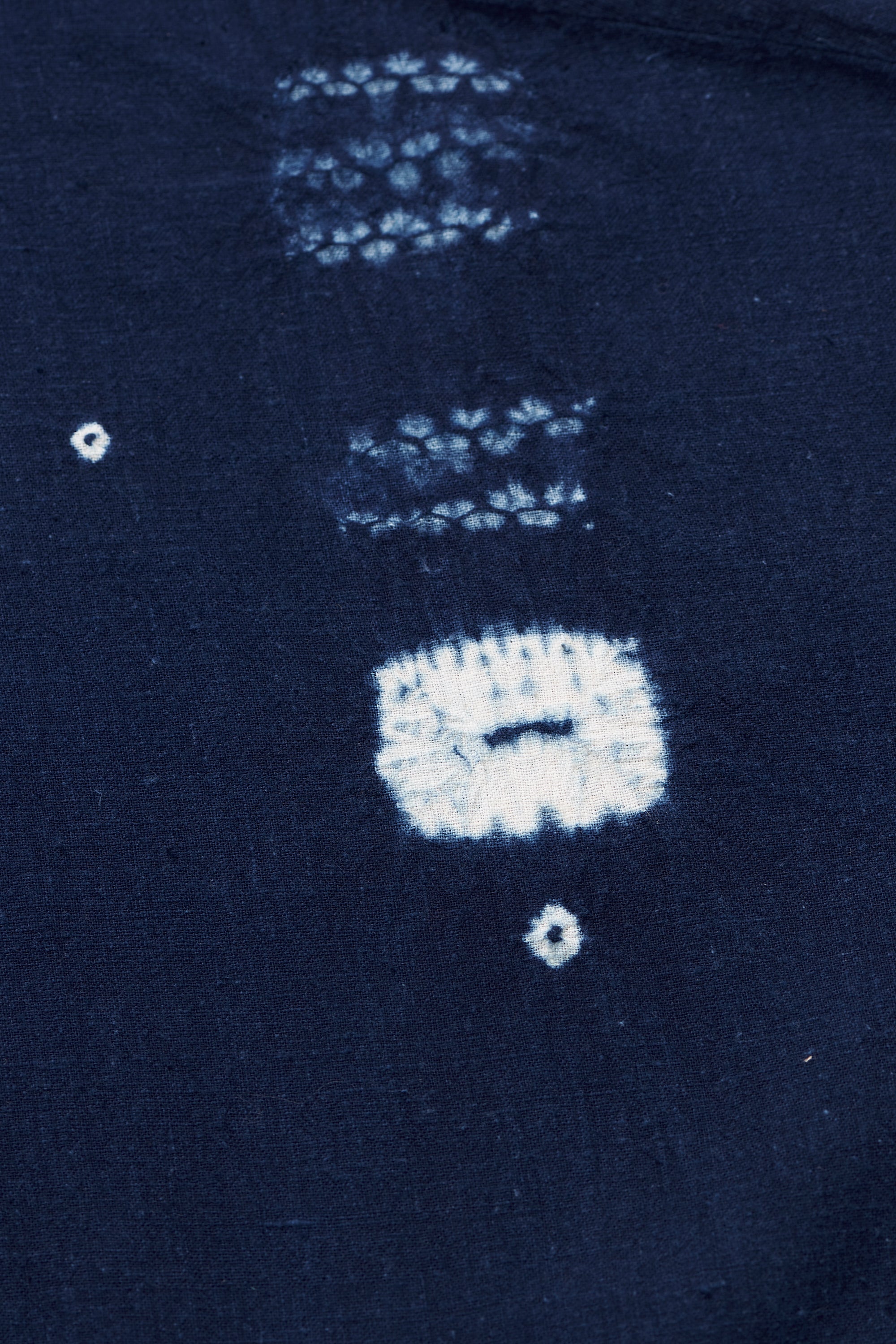 Fabric close-up with bandhani and shibori work