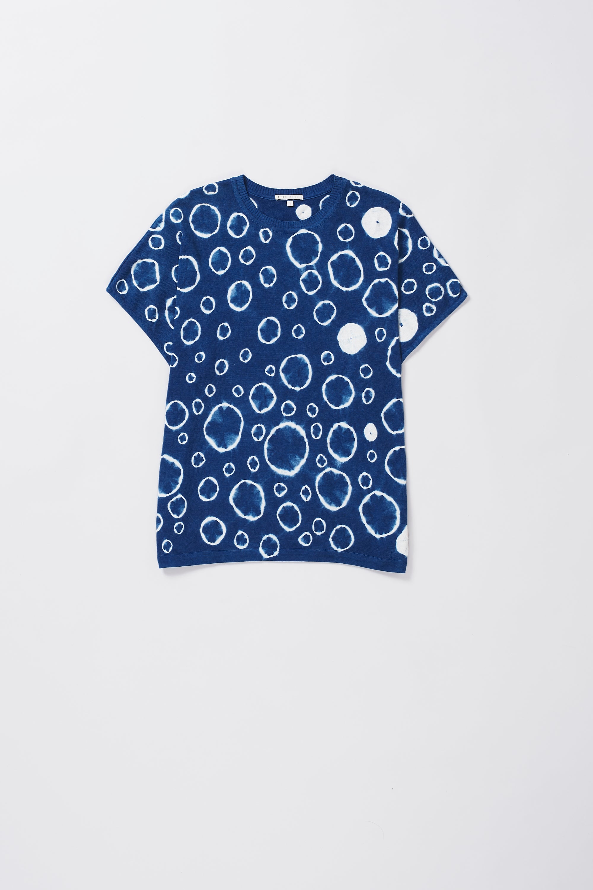 Front image of a medium indigo t-shirt