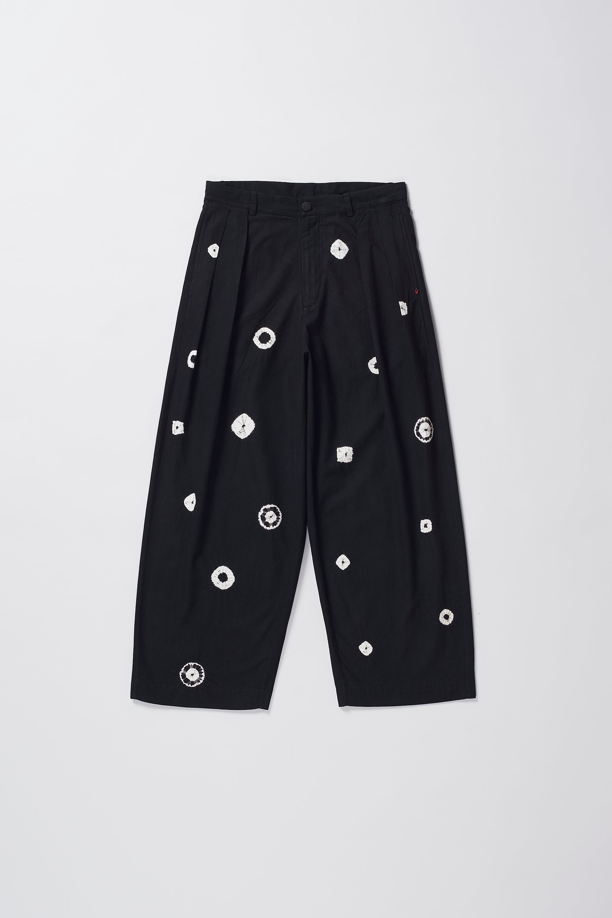 Black cotton pleated pant