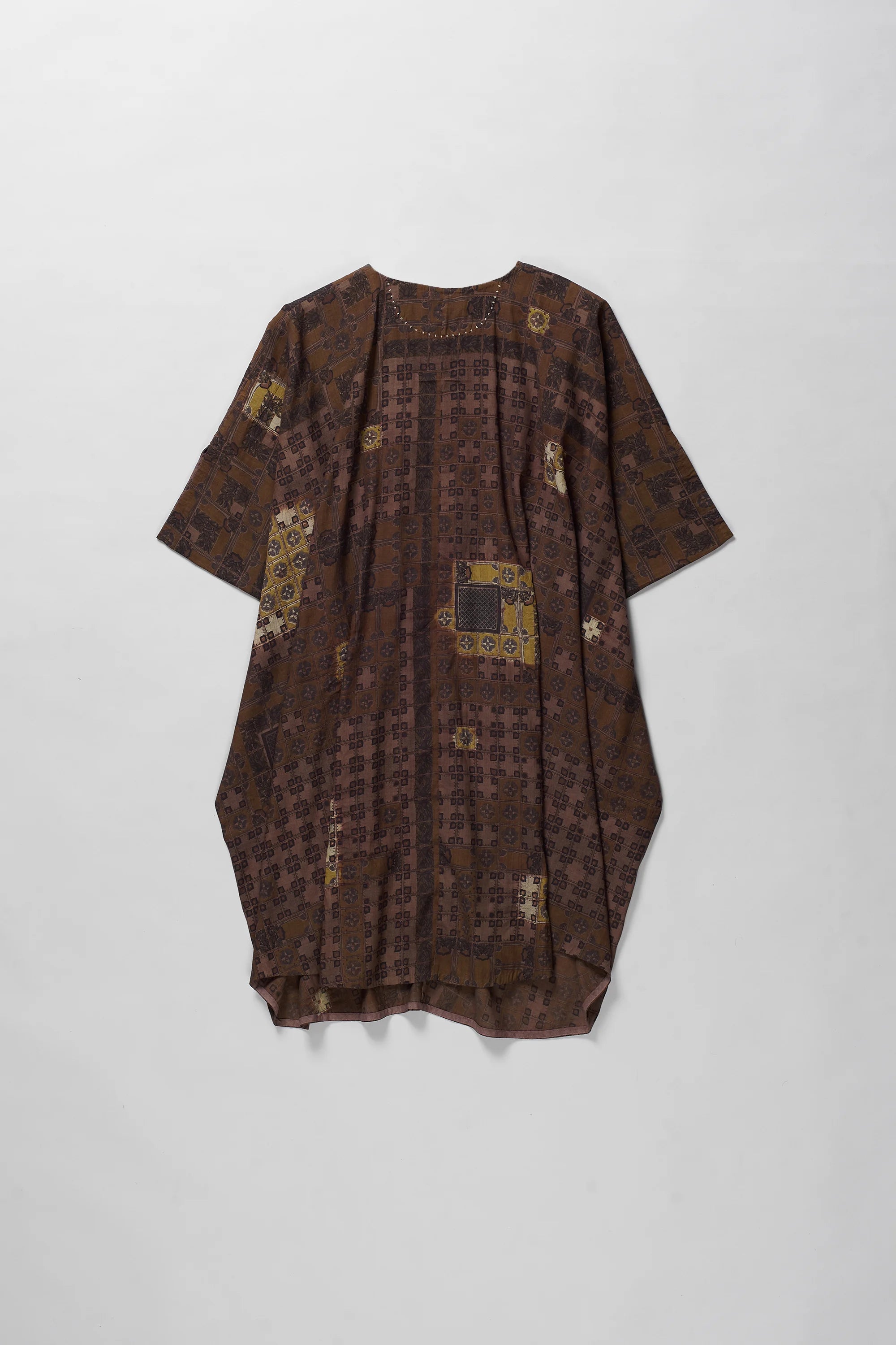 Chettinad Inspired Shibori Dress in Burnt Umber