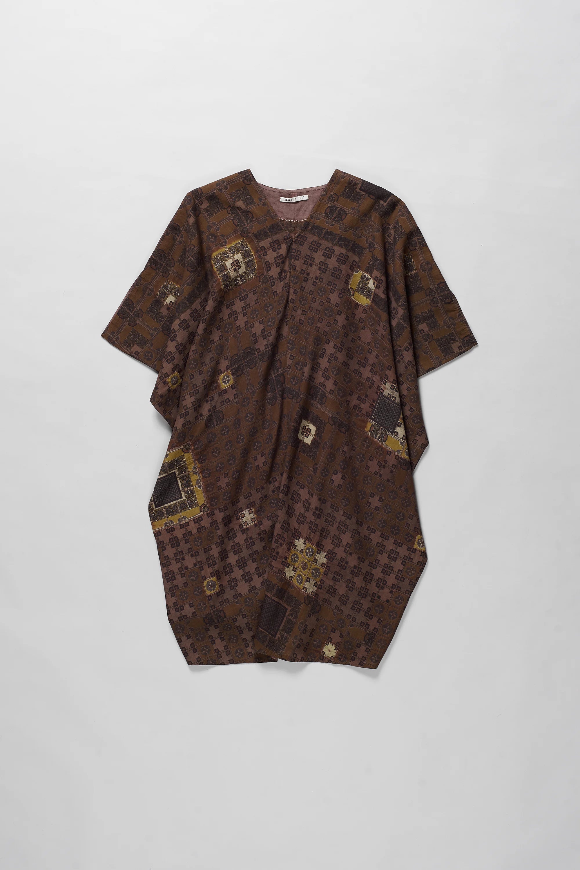 Chettinad Inspired Shibori Dress in Burnt Umber