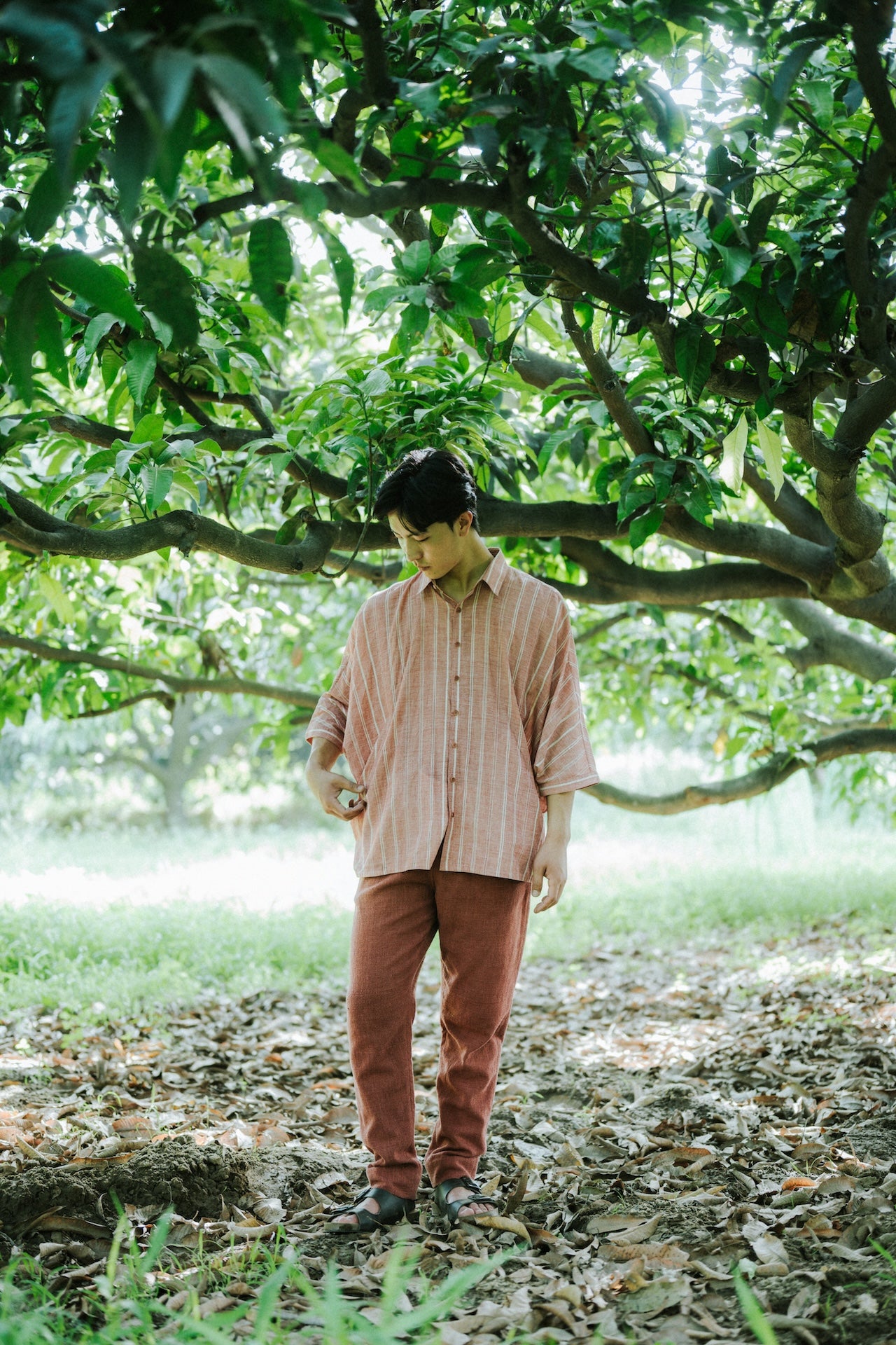 A man wearing red shirt