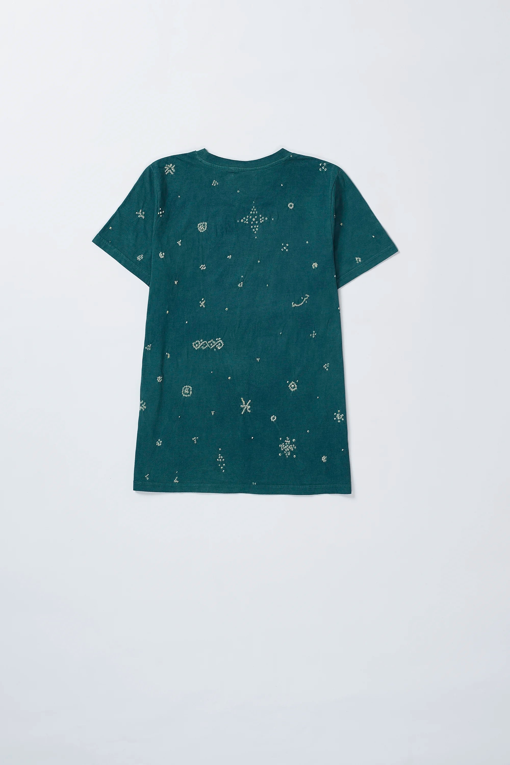 Back image of a olive green t-shirt