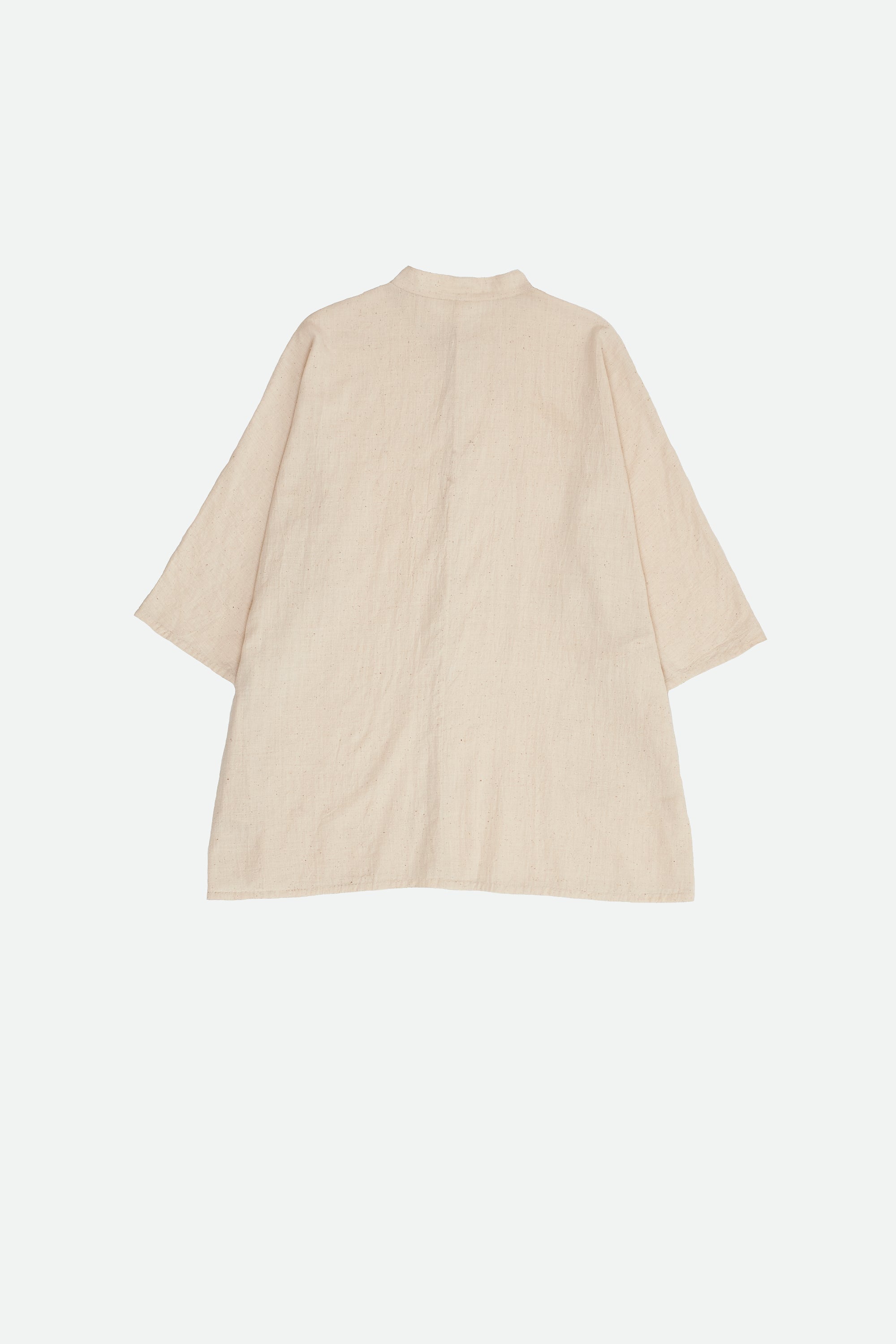 Back shot ecru half sleeve solid shirt