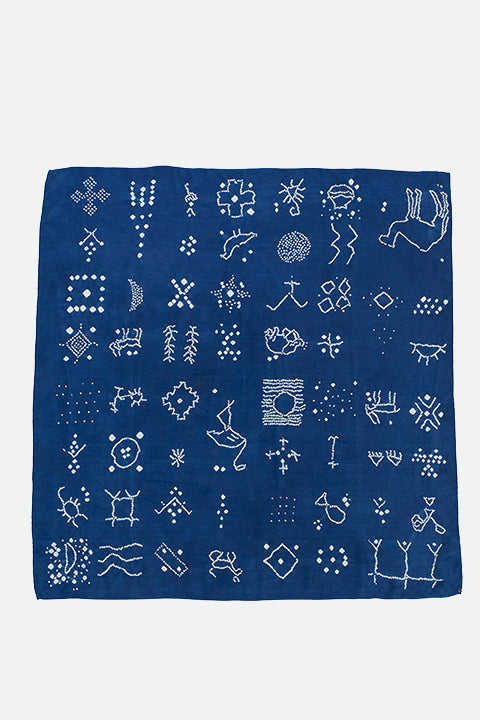 Indigo silk bandhani square scarf