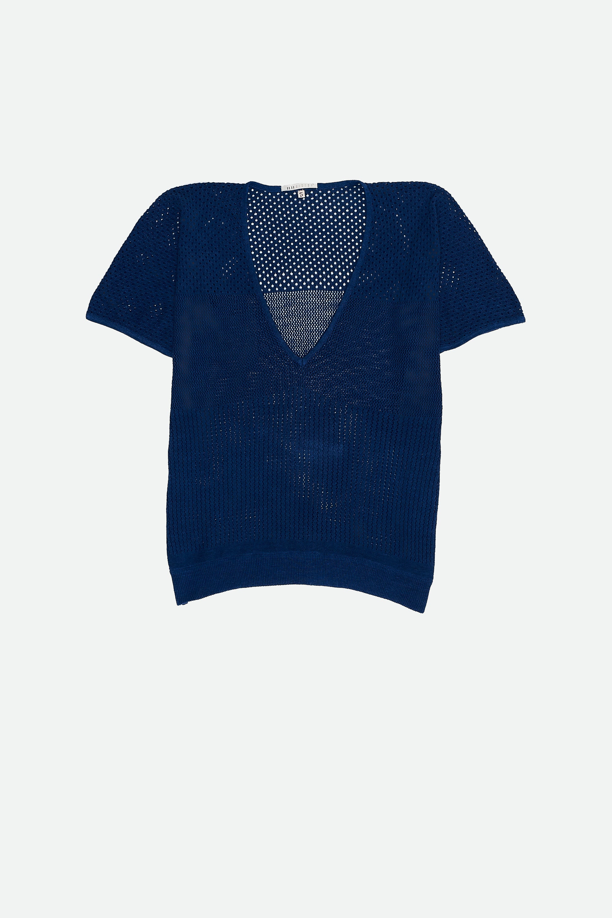 Front image of a medium indigo t-shirt