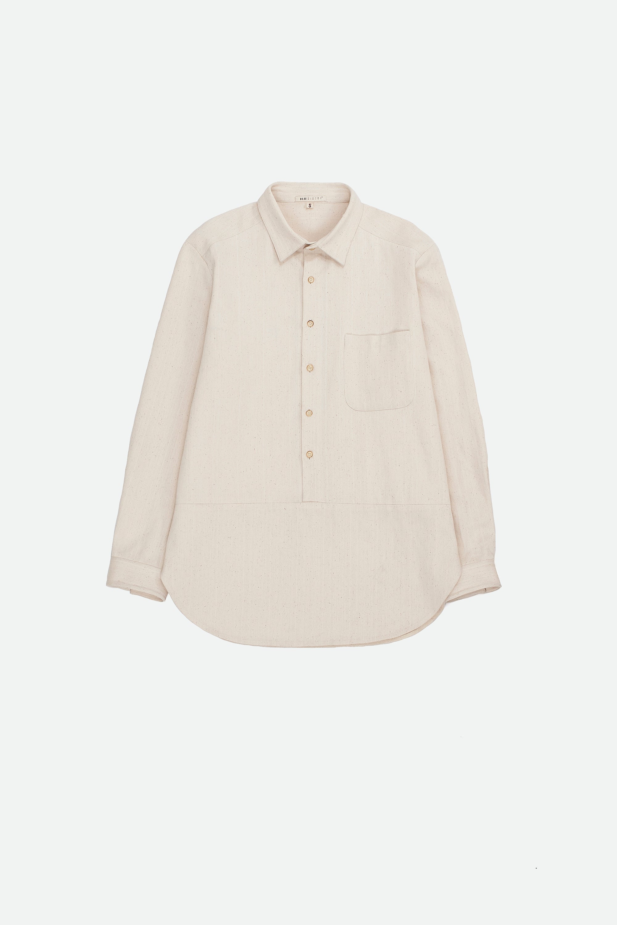 Front image of a ecru cotton shirt