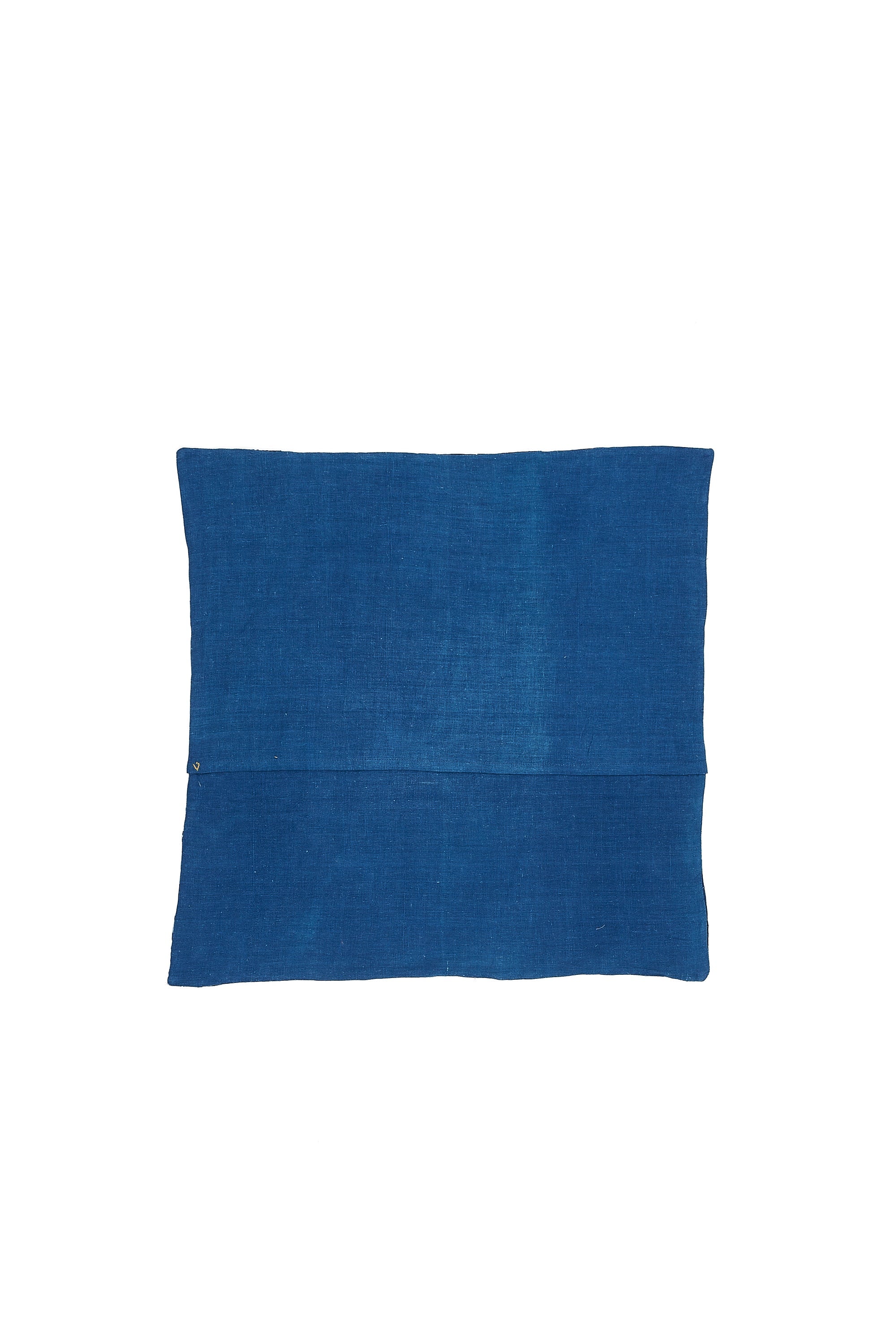 Back image of a patchwork indigo quilt