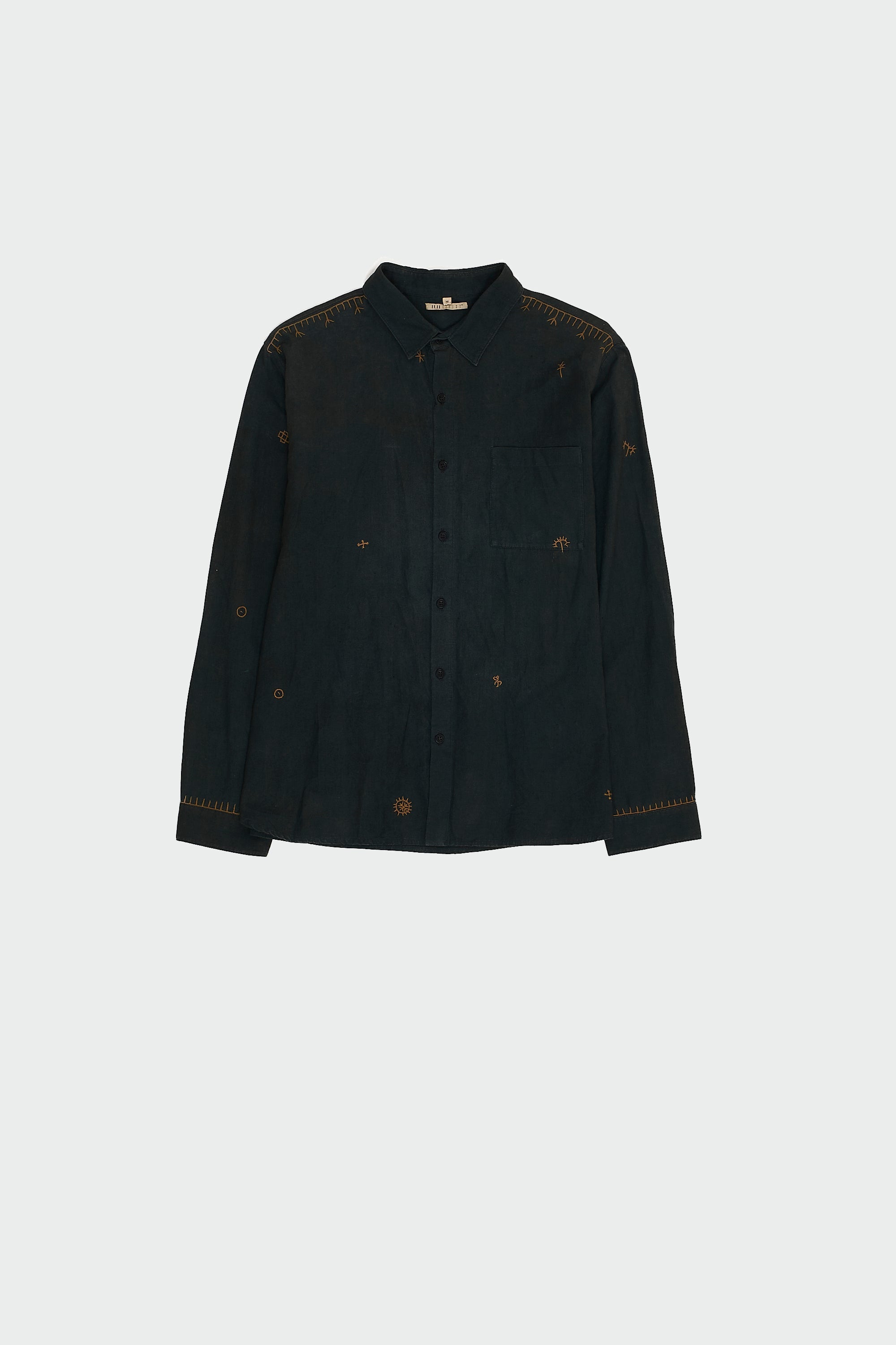 Front image of a midnight indigo shirt