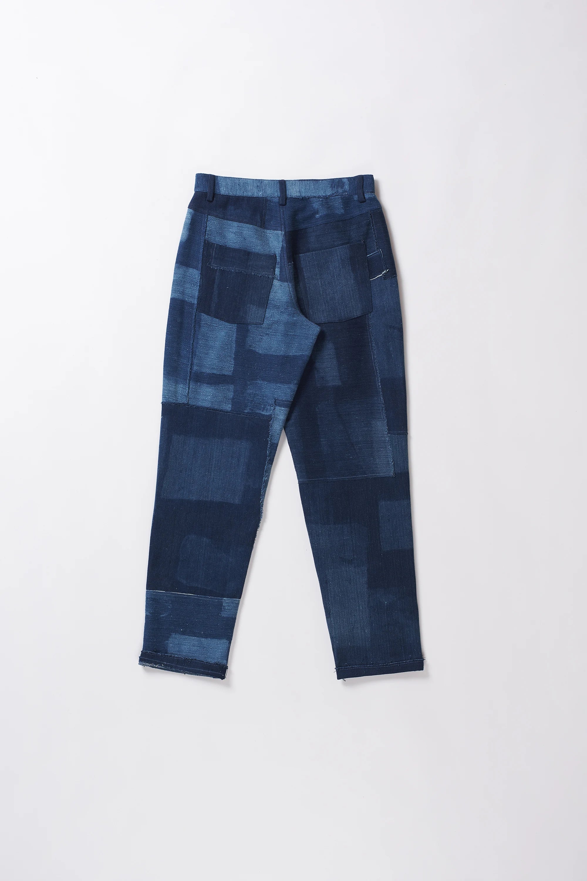 Back shot of a indigo denim pant