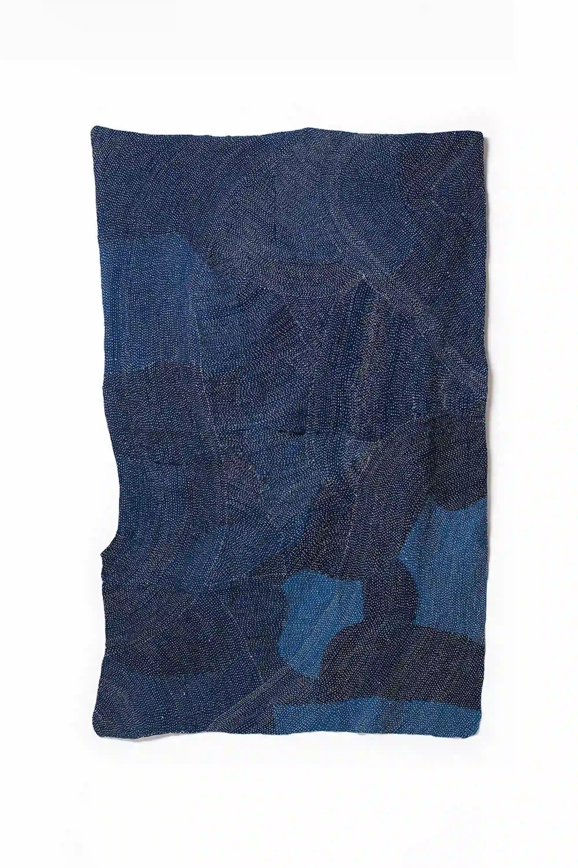 Back shot of Indigo patchwork quilt