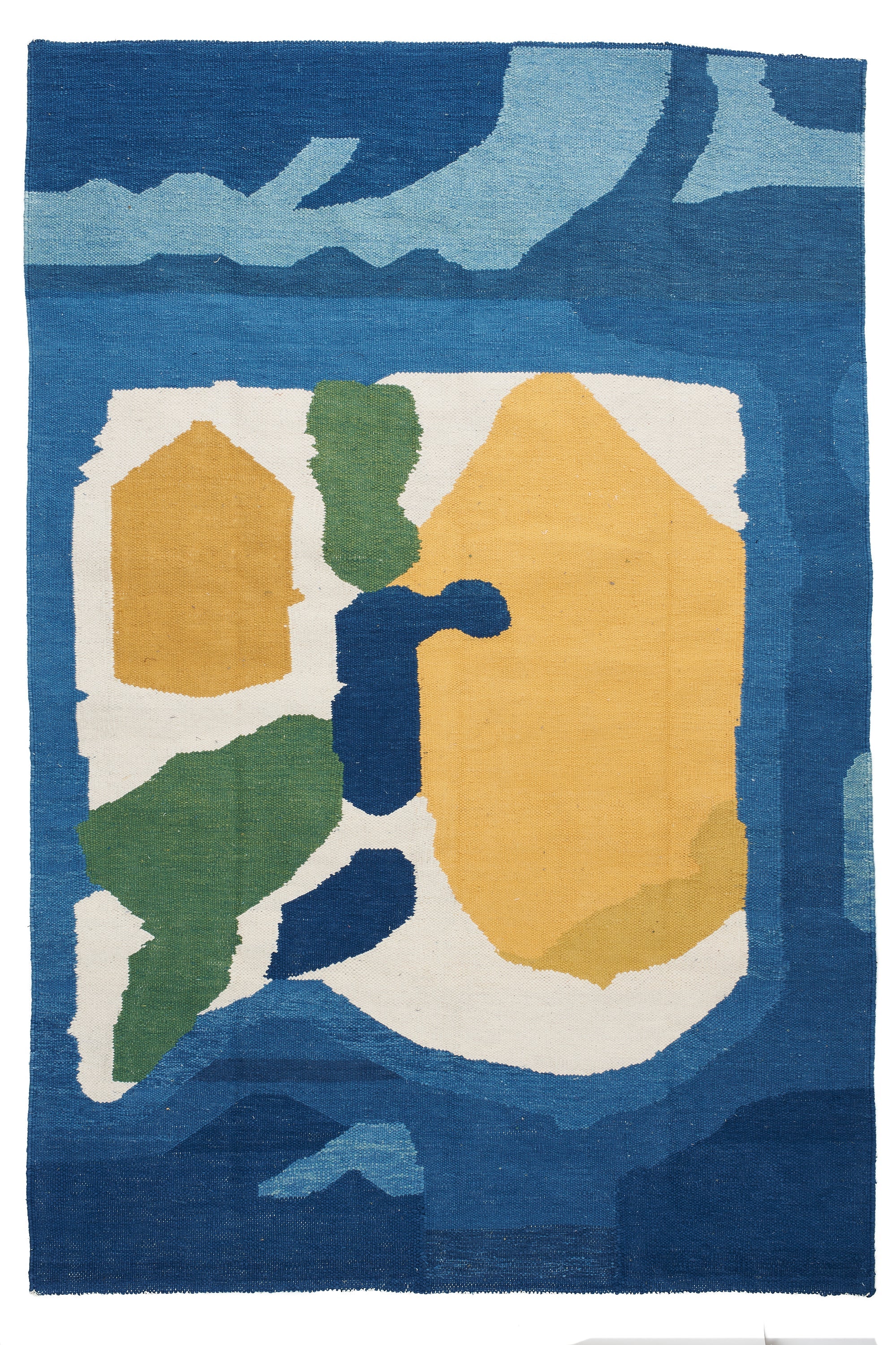 Rug with abstract design featuring geometric patterns and colors