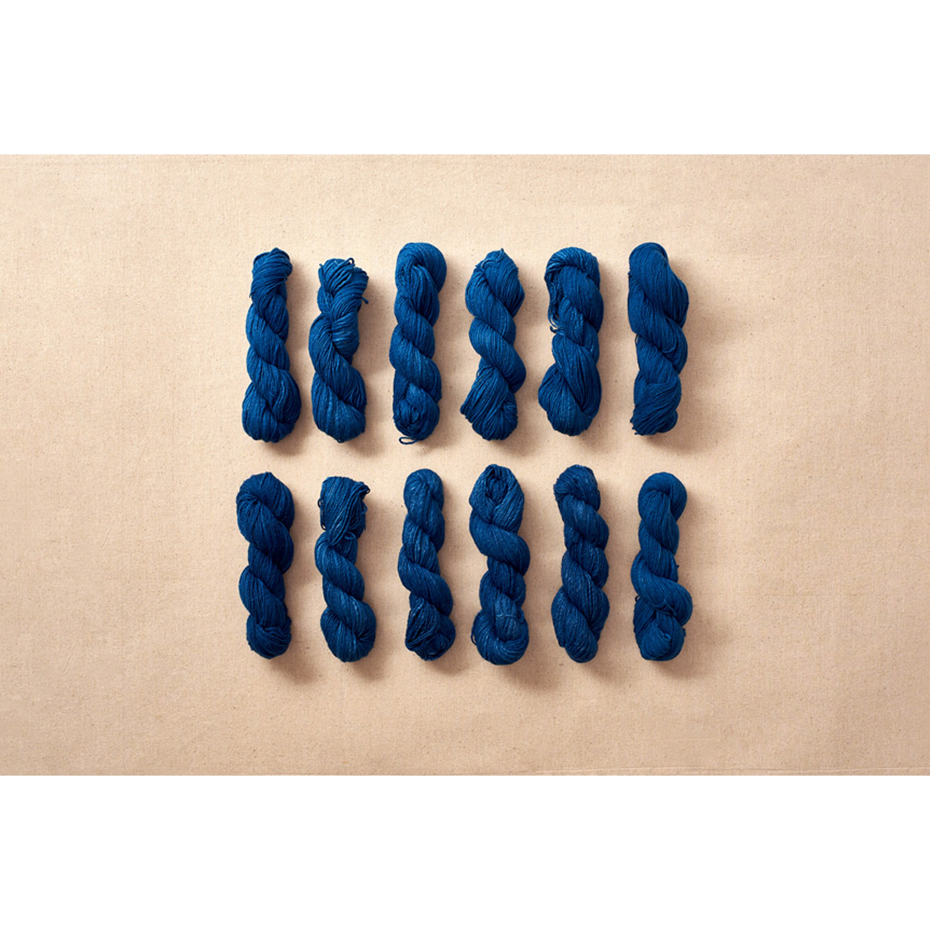Indigo cotton yarns on ecru fabric